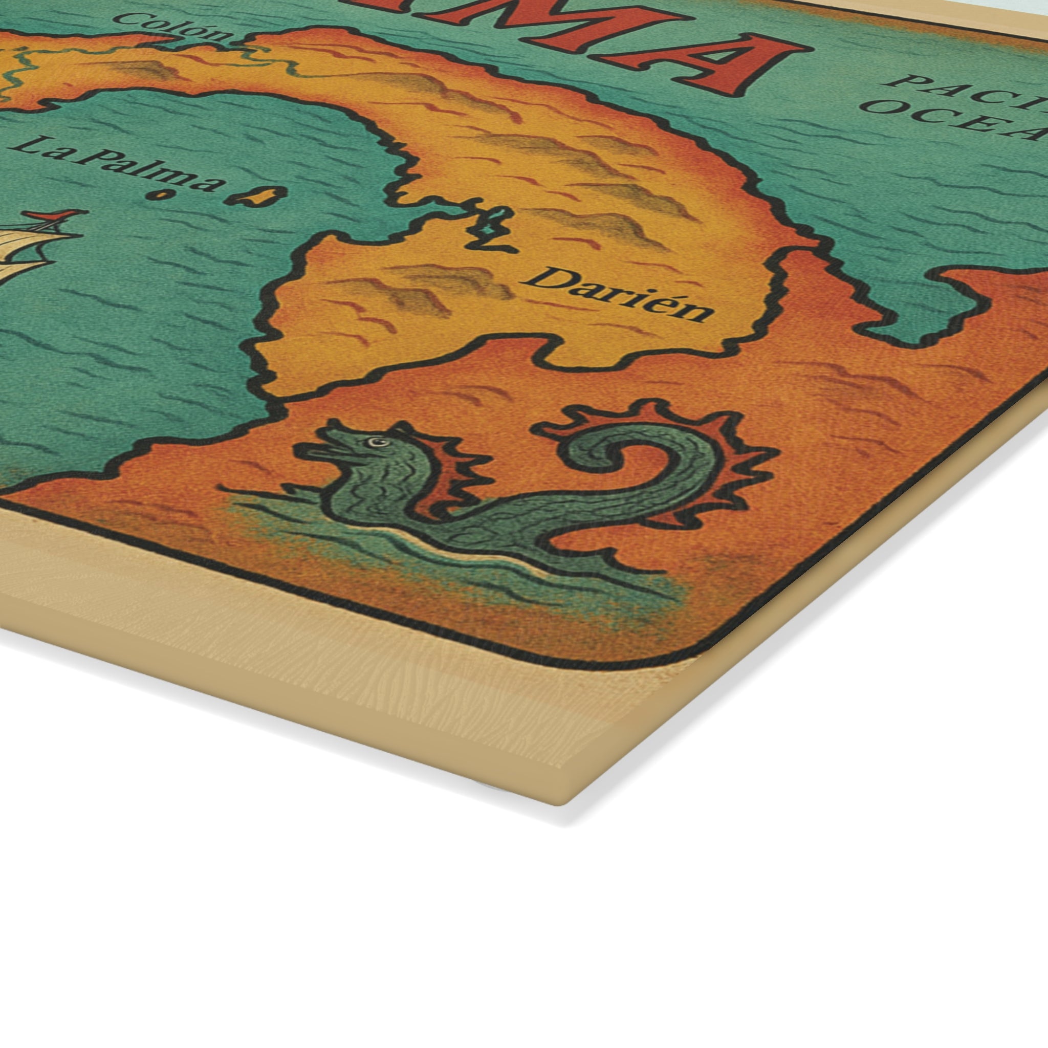 Vintage Panama Map Glass Cutting Board - Irie Blues Boutique