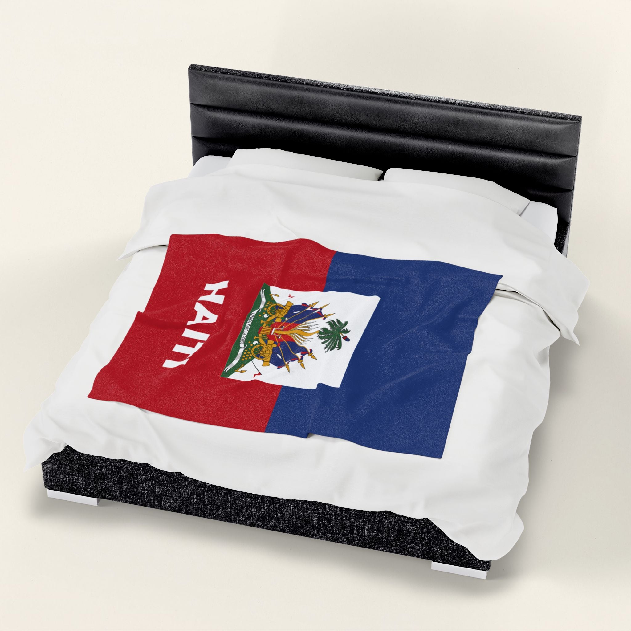 Haiti Flag Velveteen Plush Blanket - Irie Blues Boutique