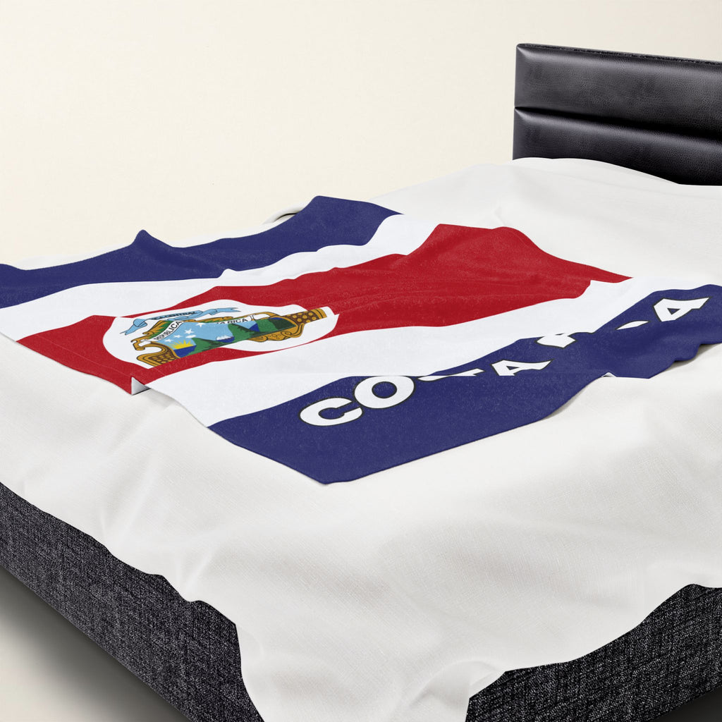 Costa Rica Flag Velveteen Plush Blanket - Irie Blues Boutique