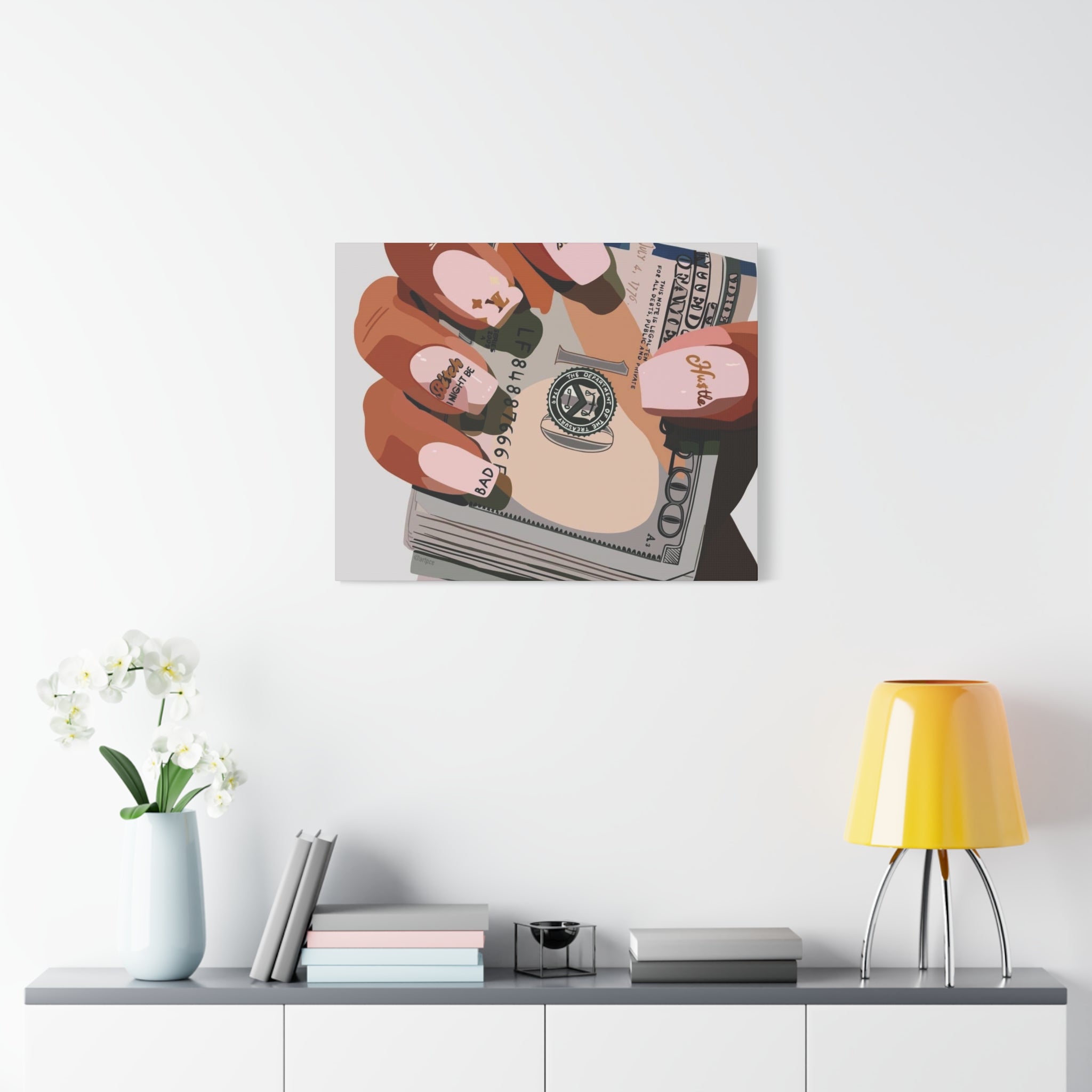 Nails & Money Chic Money Canvas Wall Art, Currency Home Decor, Motivational Wall Decor, Gift for Her, Trendy Room Decoration - Irie Blues Boutique