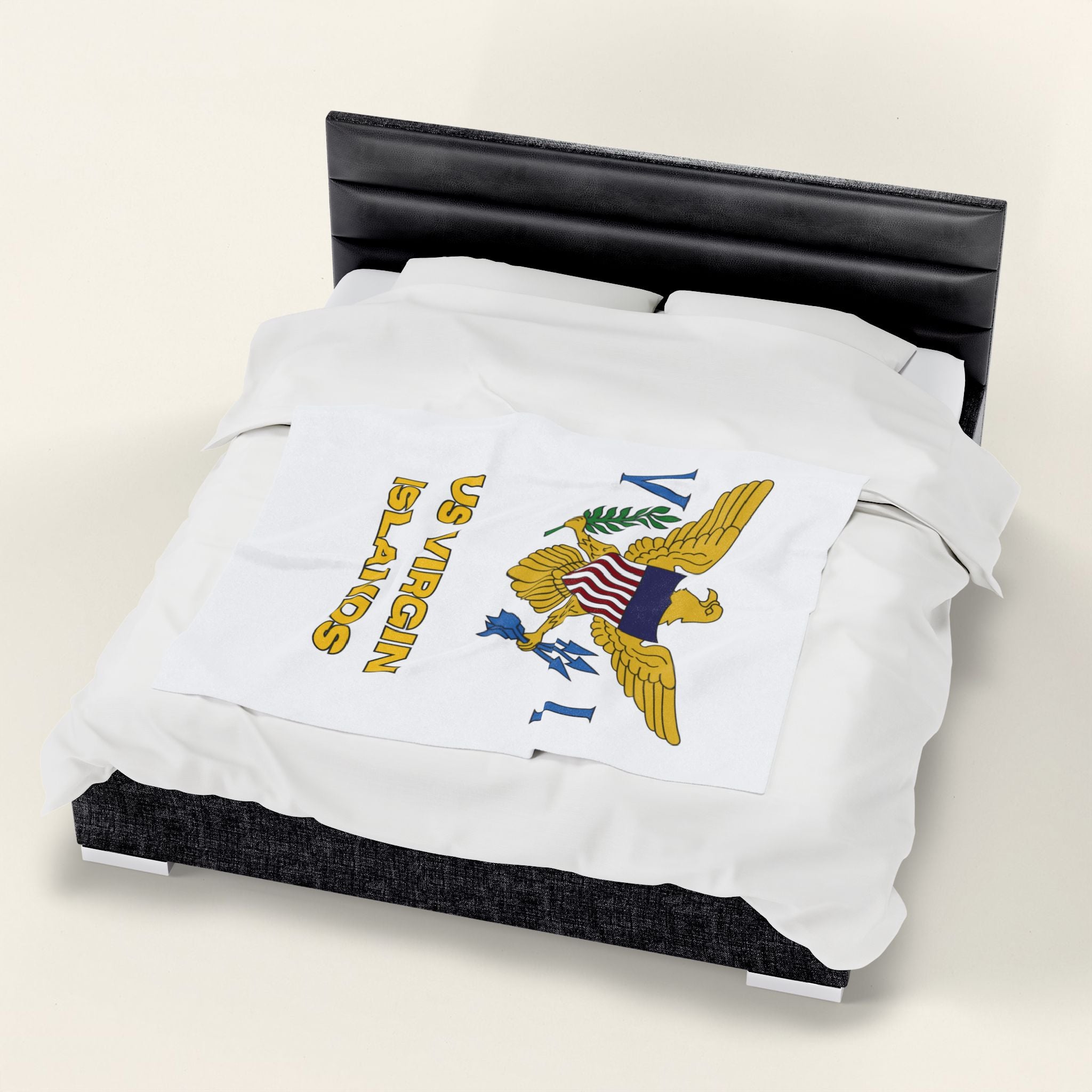 US Virgin Islands Flag Velveteen Plush Blanket - Irie Blues Boutique