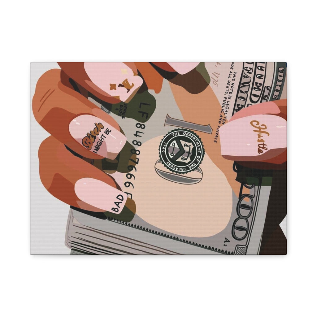 Nails & Money Chic Money Canvas Wall Art, Currency Home Decor, Motivational Wall Decor, Gift for Her, Trendy Room Decoration - Irie Blues Boutique