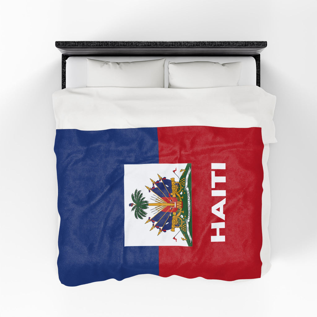 Haiti Flag Velveteen Plush Blanket - Irie Blues Boutique