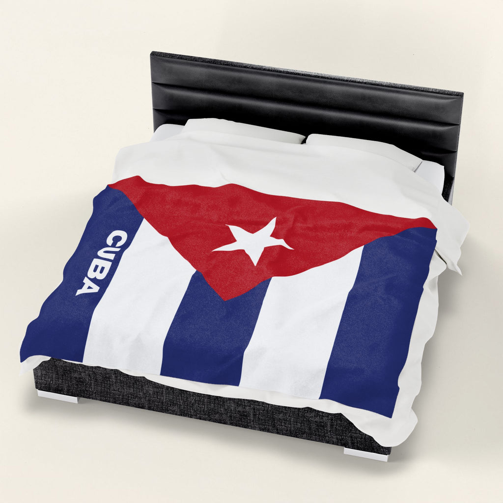 Cuba Flag Velveteen Plush Blanket - Irie Blues Boutique