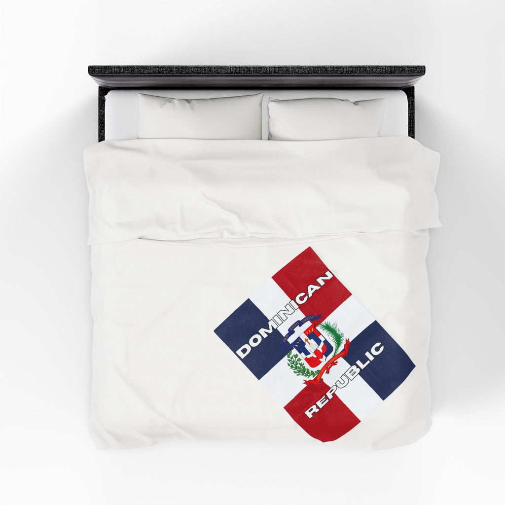 Dominican Republic Flag Velveteen Plush Blanket - Irie Blues Boutique