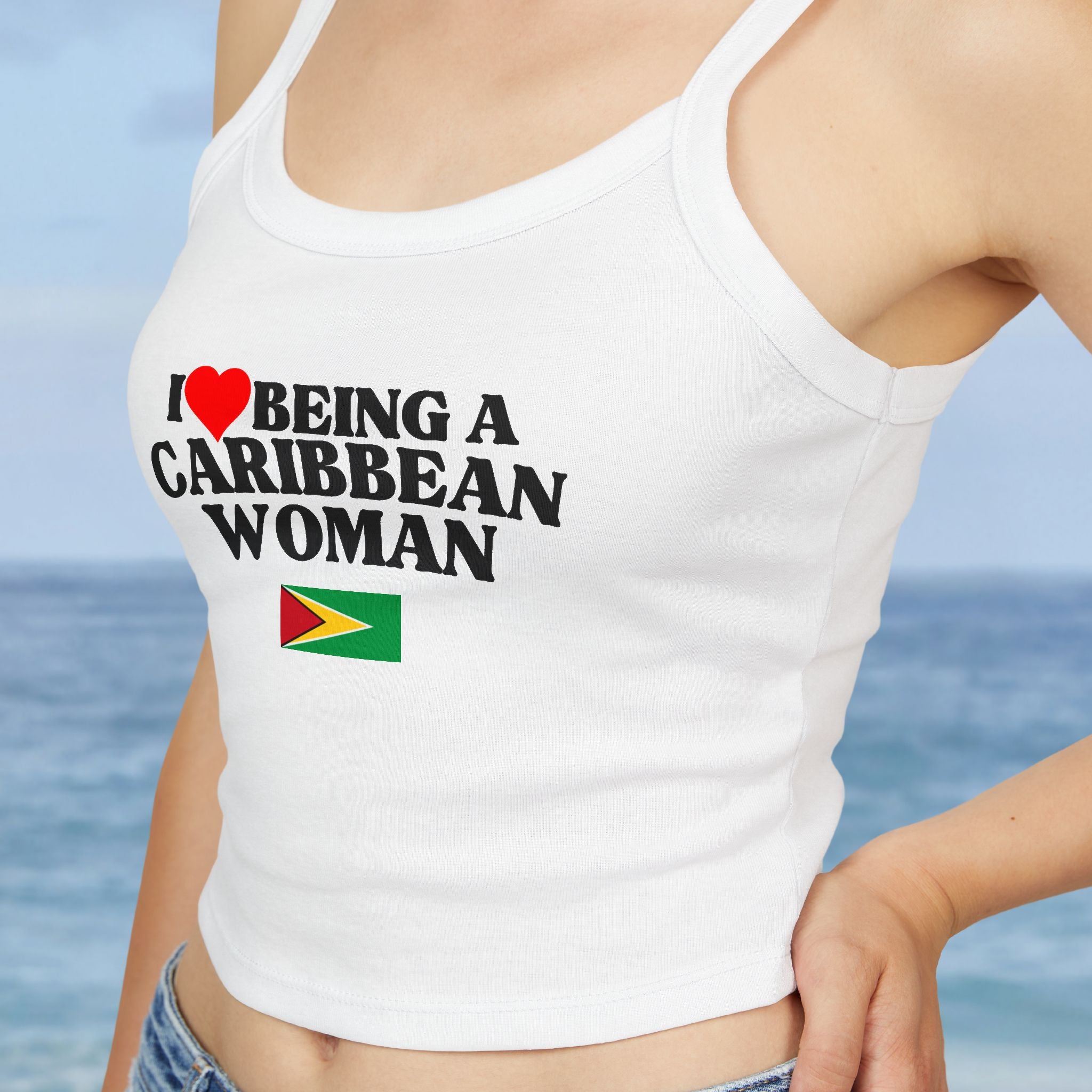 I Love Being A Caribbean Woman Pride Crop Spaghetti Strap