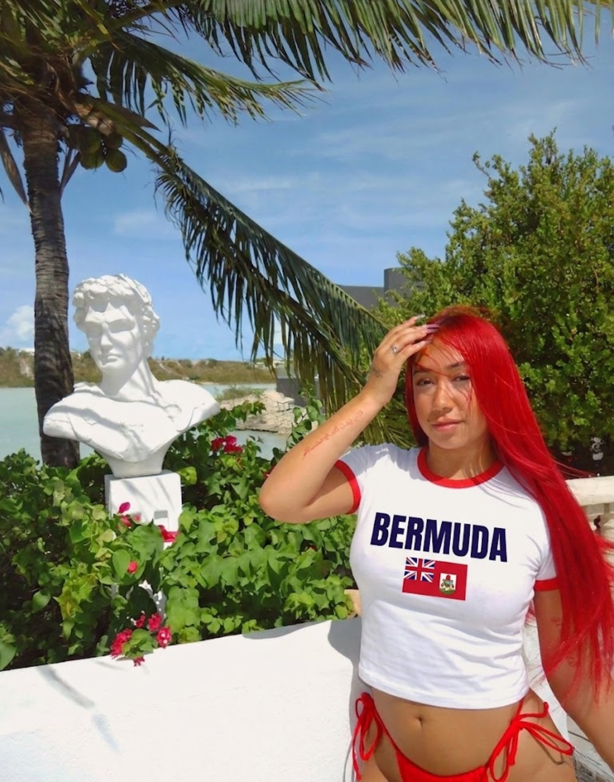 Bermuda Flag Cropped Ringer Tee - Irie Blues Boutique