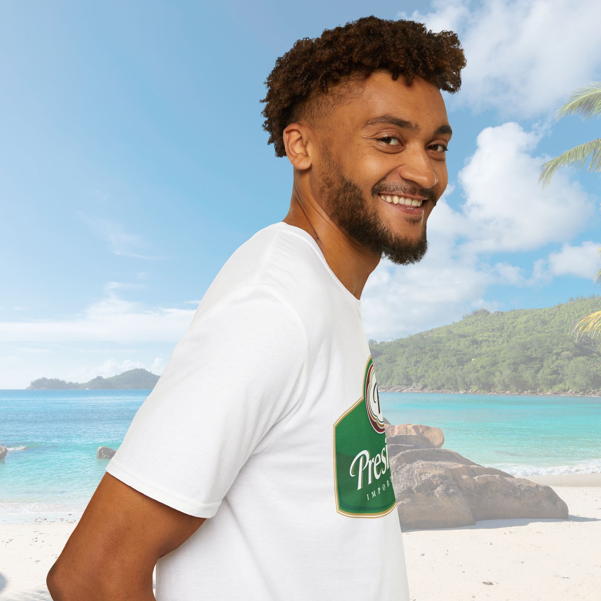 Dominican Republic Presidente Beer Logo Unisex T-Shirt - Irie Blues Boutique