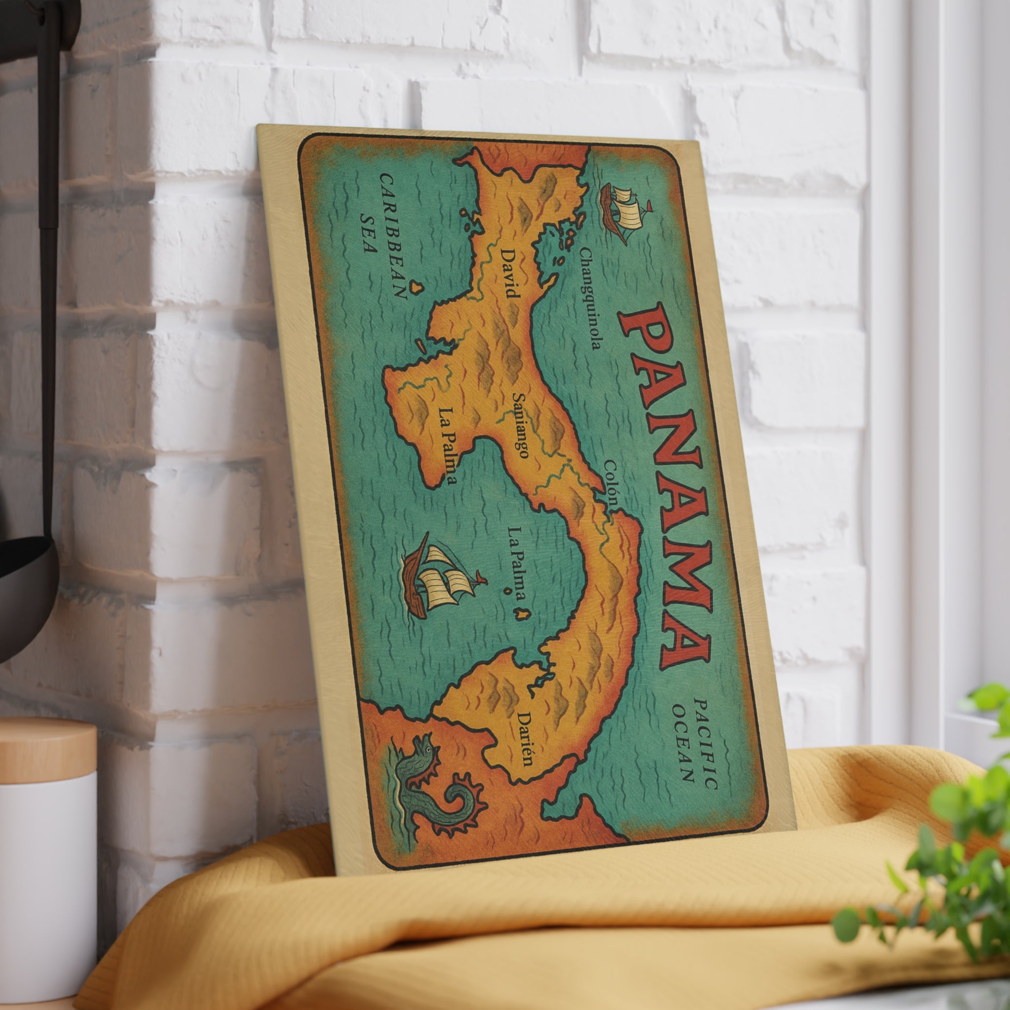 Vintage Panama Map Glass Cutting Board - Irie Blues Boutique