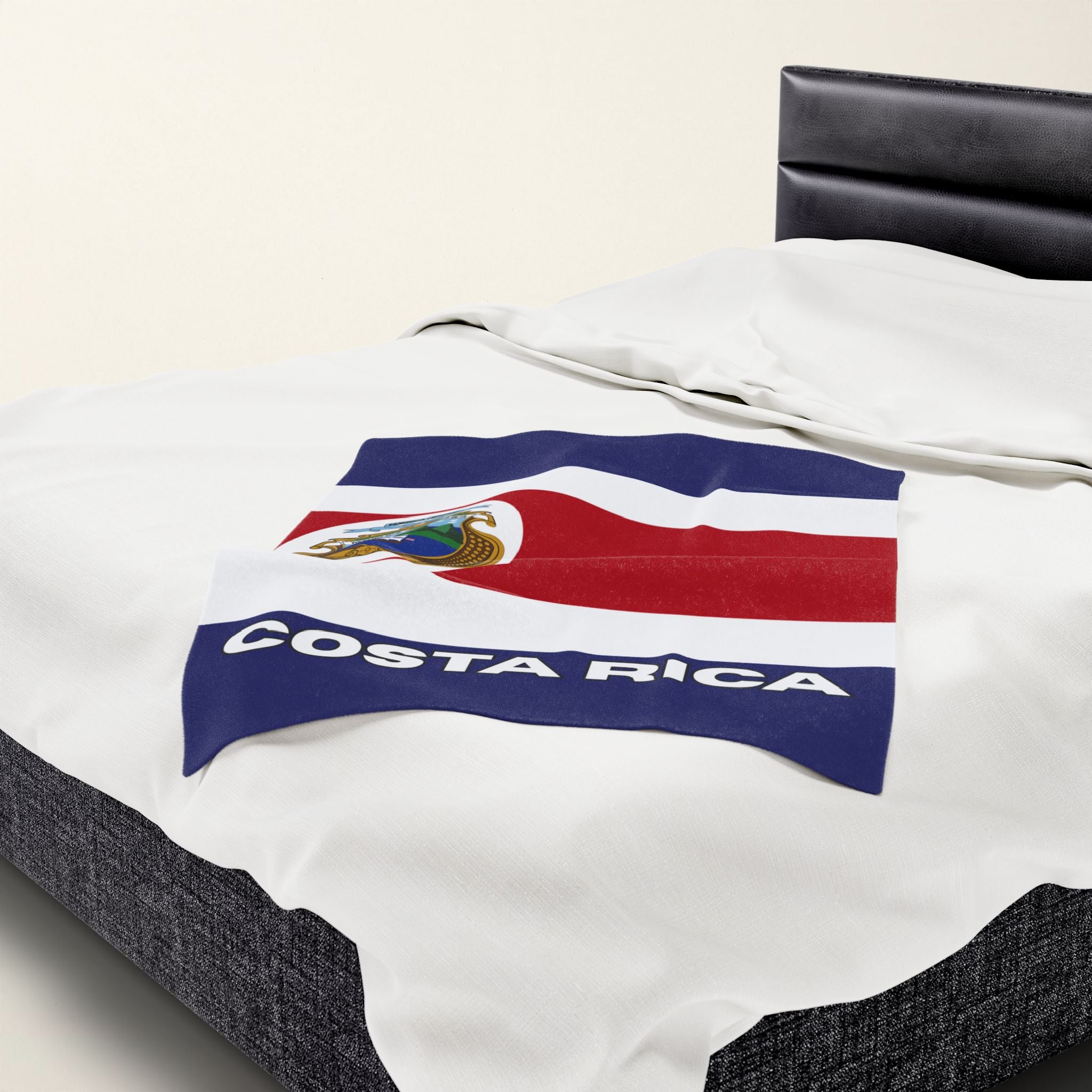 Costa Rica Flag Velveteen Plush Blanket - Irie Blues Boutique