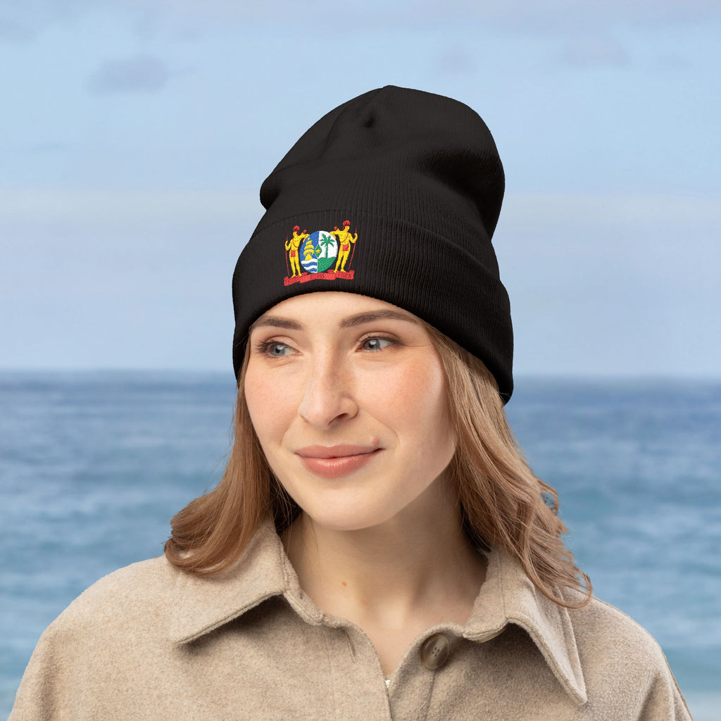 Suriname Coat of Arms Embroidered Knit Beanie