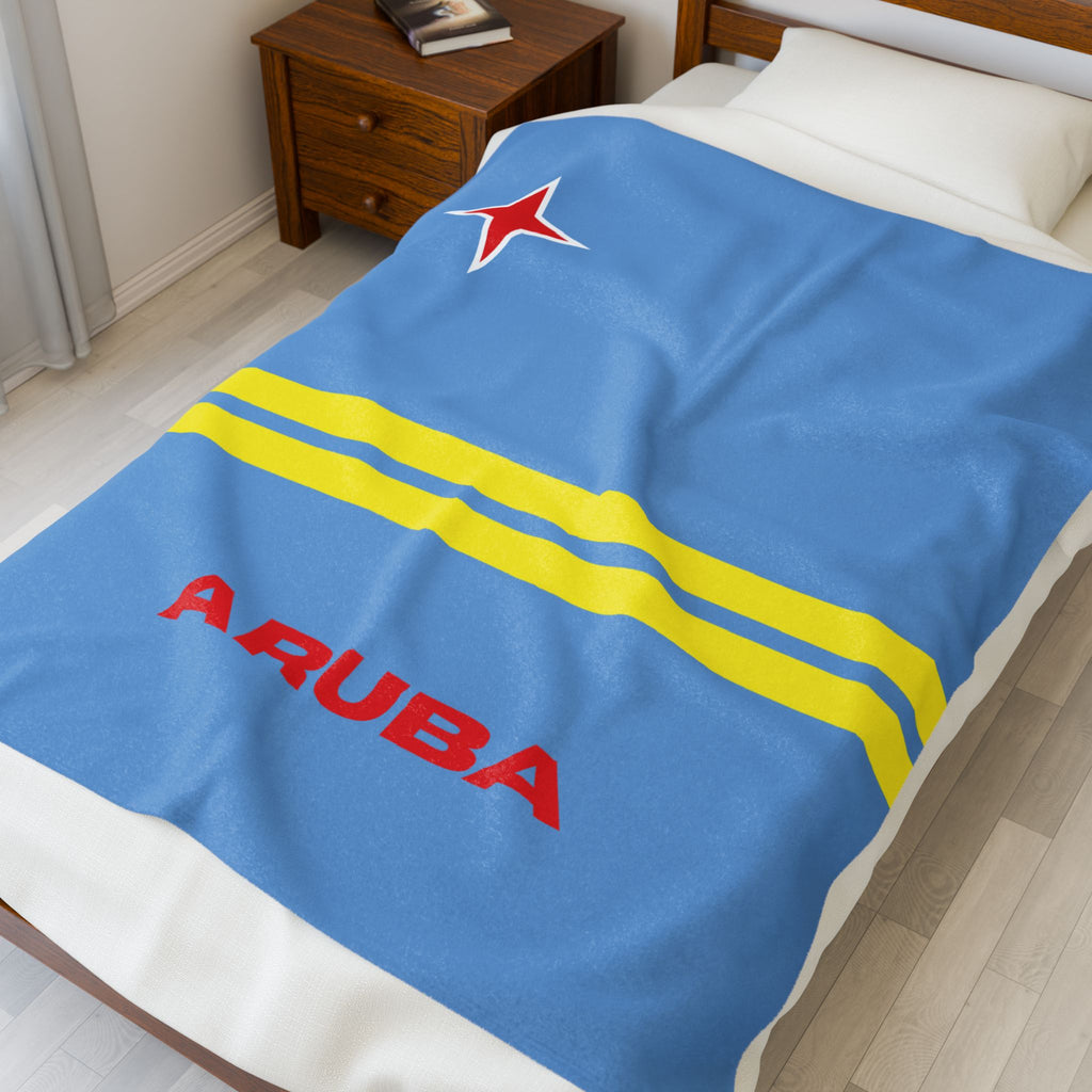 Aruba Flag Velveteen Plush Blanket