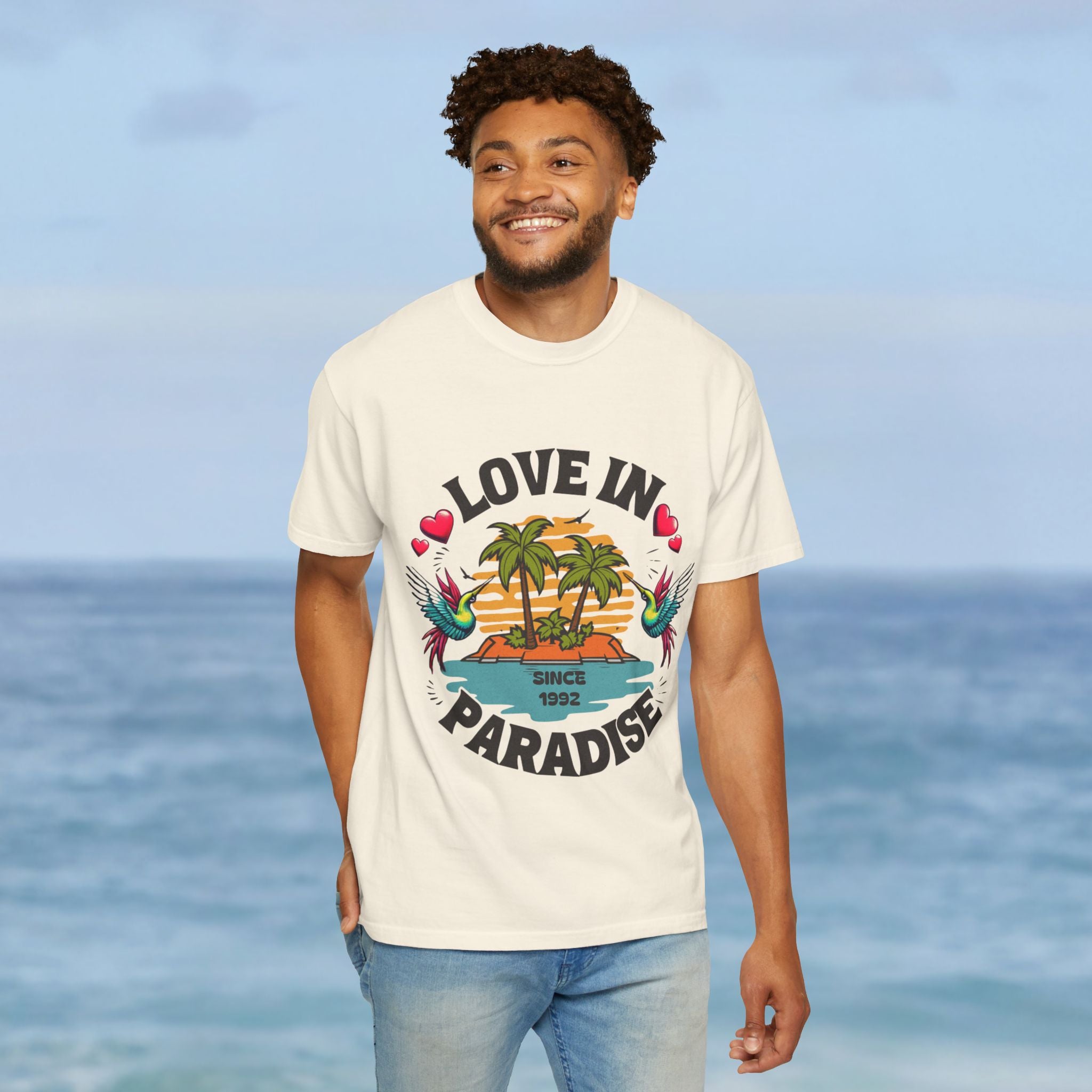 Love In Paradise Couples Personalized Date T-Shirt