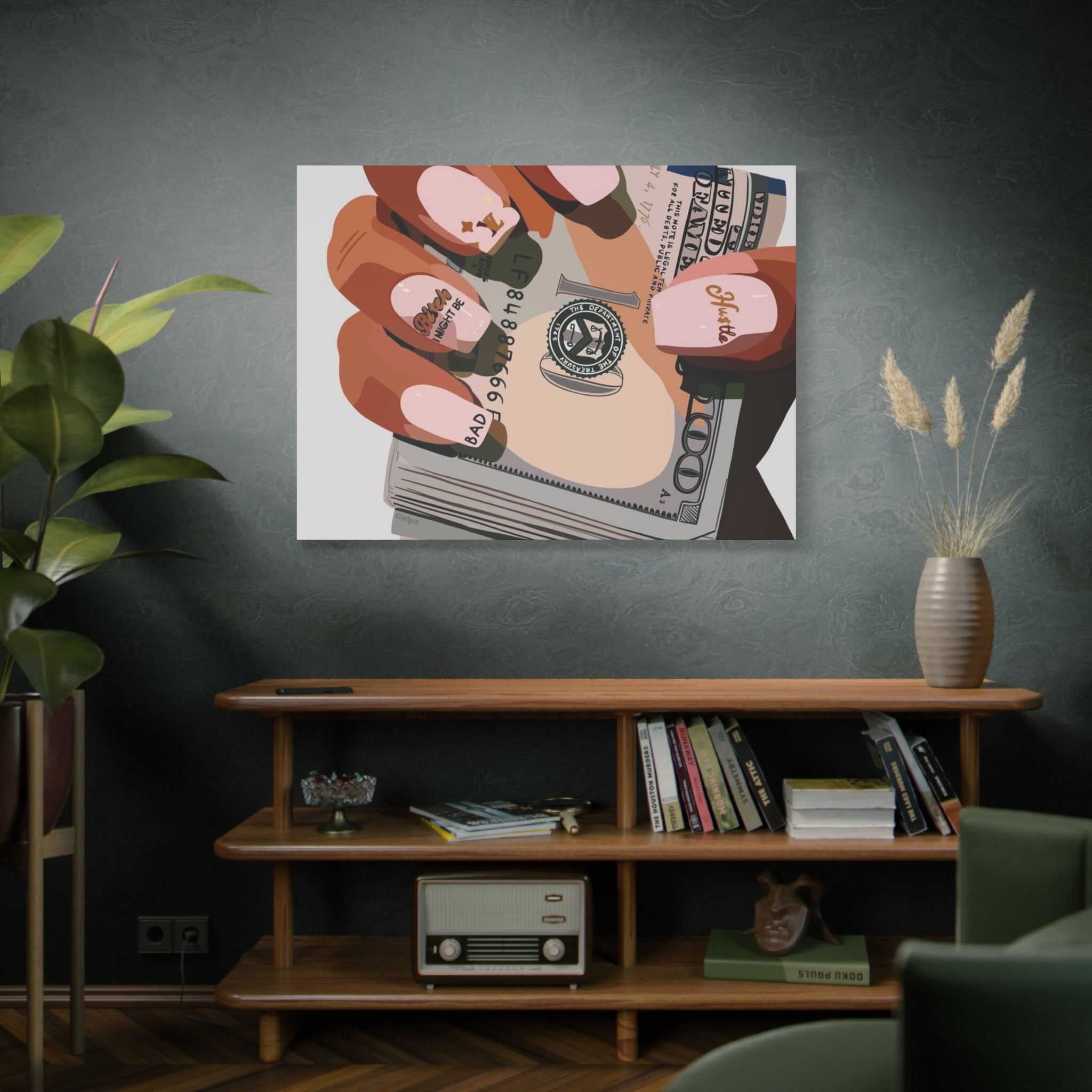 Nails & Money Chic Money Canvas Wall Art, Currency Home Decor, Motivational Wall Decor, Gift for Her, Trendy Room Decoration - Irie Blues Boutique