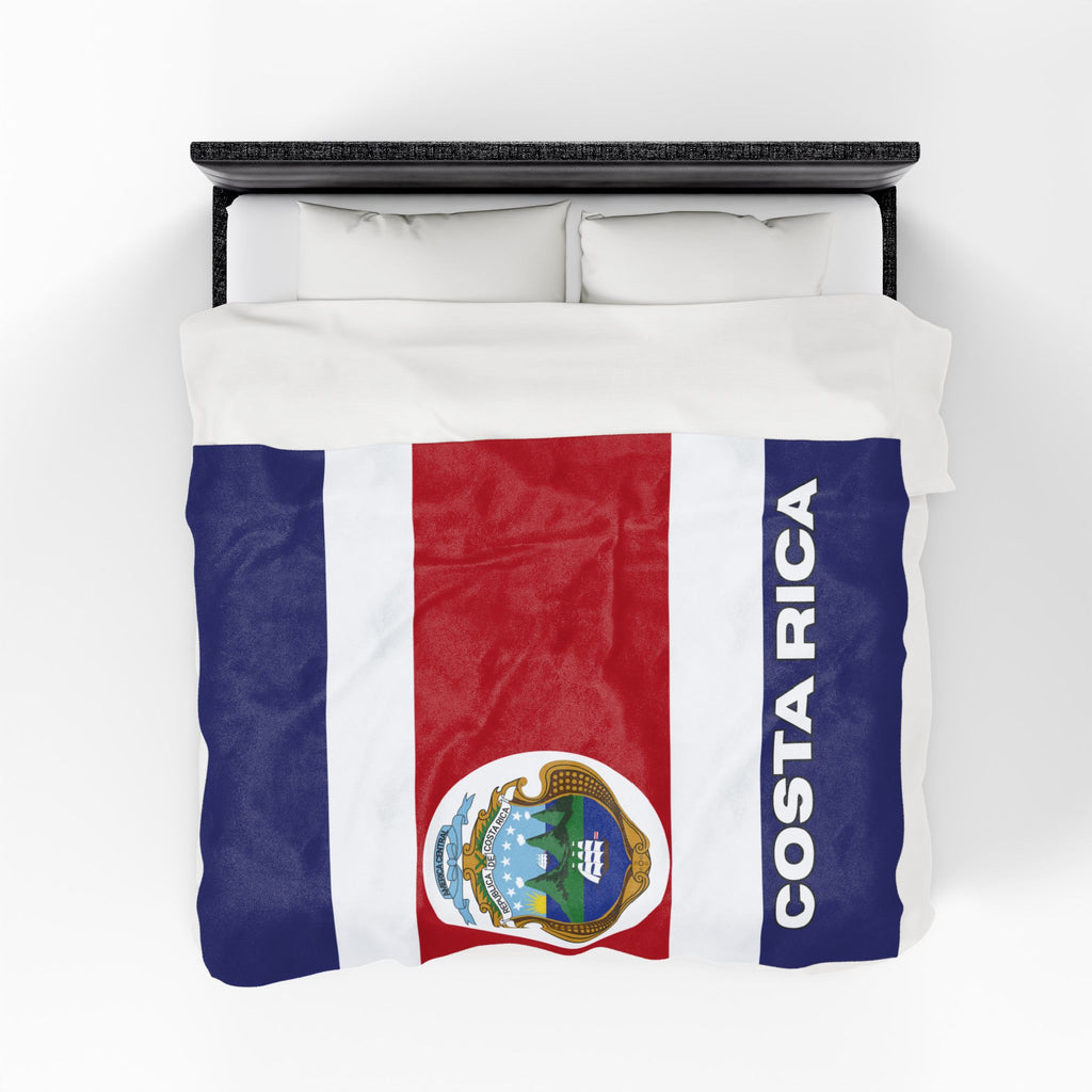 Costa Rica Flag Velveteen Plush Blanket - Irie Blues Boutique