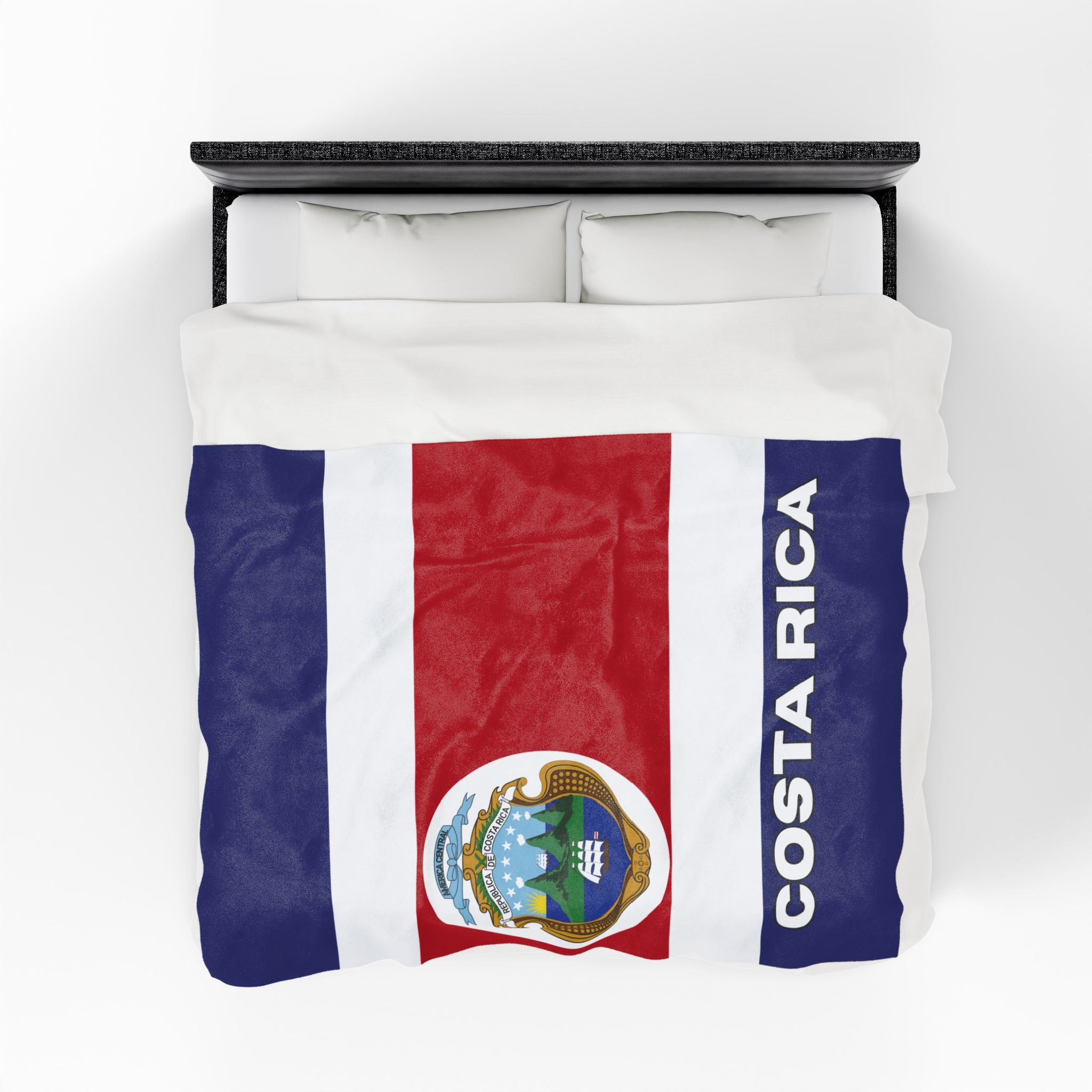 Costa Rica Flag Velveteen Plush Blanket - Irie Blues Boutique