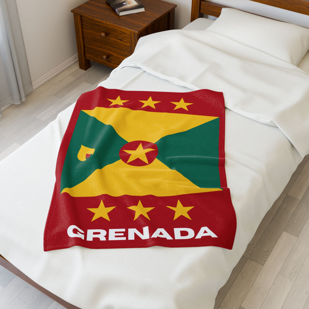 Grenada Flag Velveteen Plush Blanket - Irie Blues Boutique