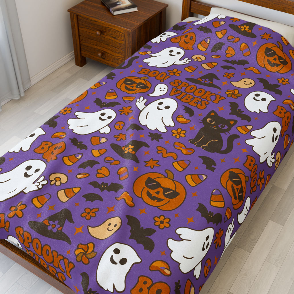 Spooky Vibes Velveteen Plush Blanket