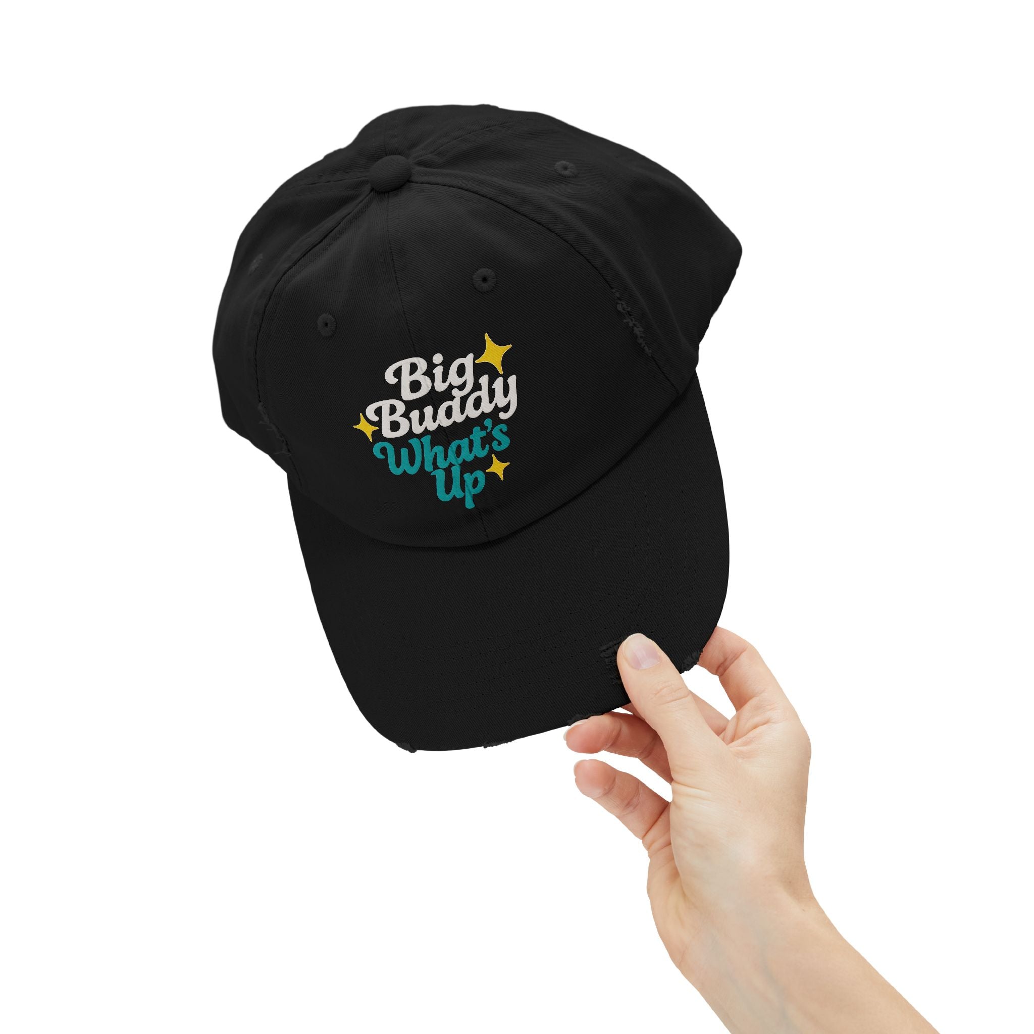 Big Buddy Whats Up Trendy Unisex Distressed Cap, Casual Hat, Gift for Friends, Summer AccessHeadwearory, Birthday Gift, Cool - Irie Blues Boutique
