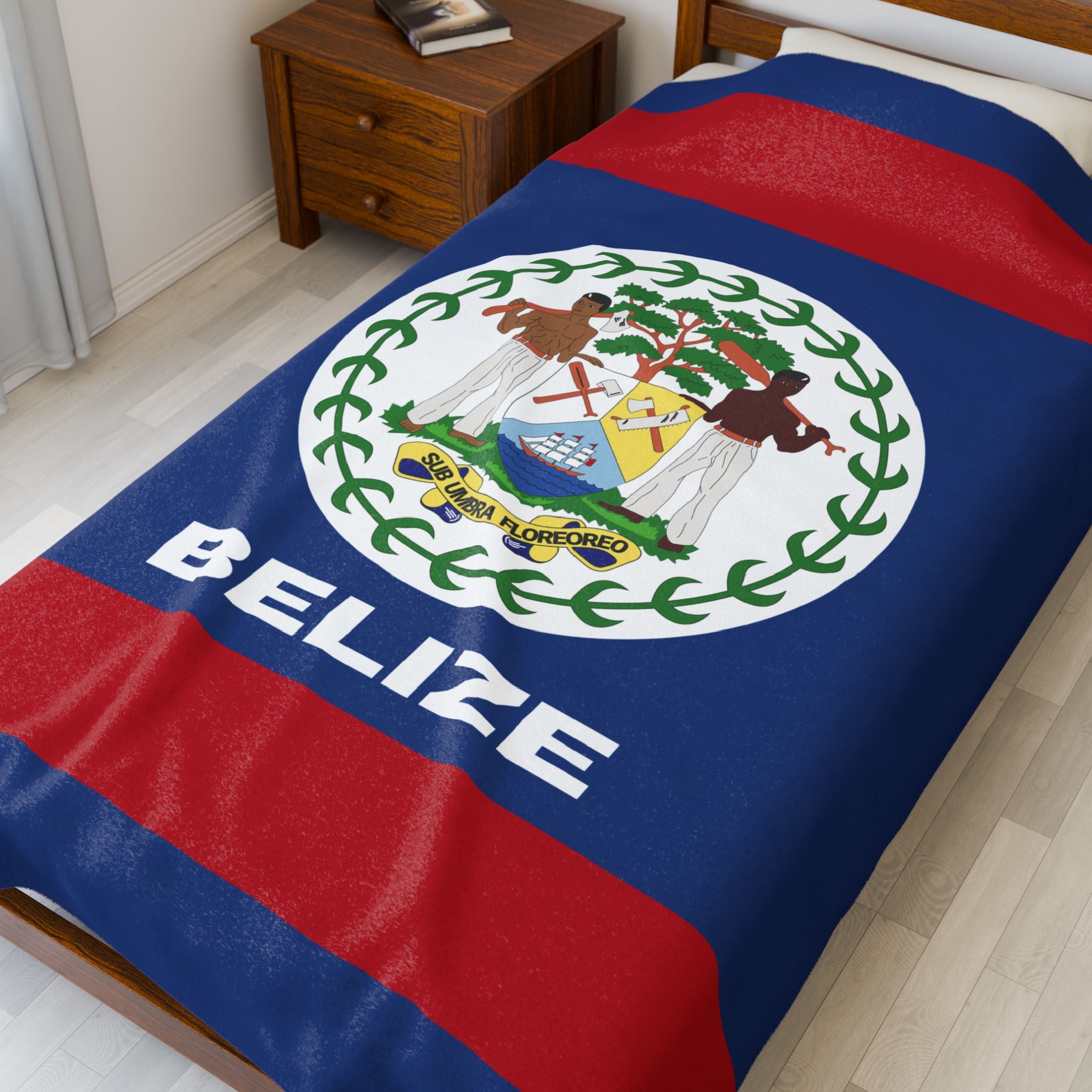 Belize Flag Velveteen Plush Blanket - Irie Blues Boutique