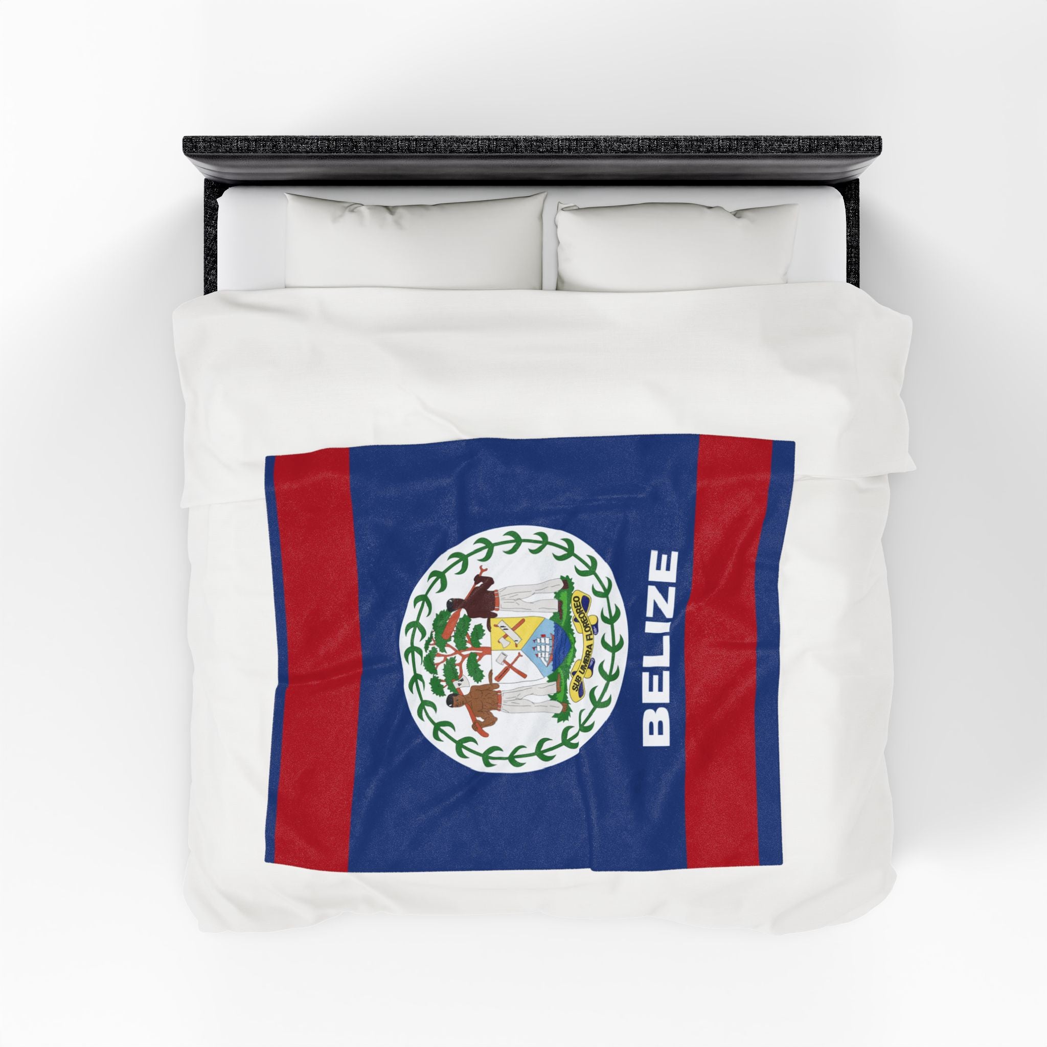 Belize Flag Velveteen Plush Blanket - Irie Blues Boutique