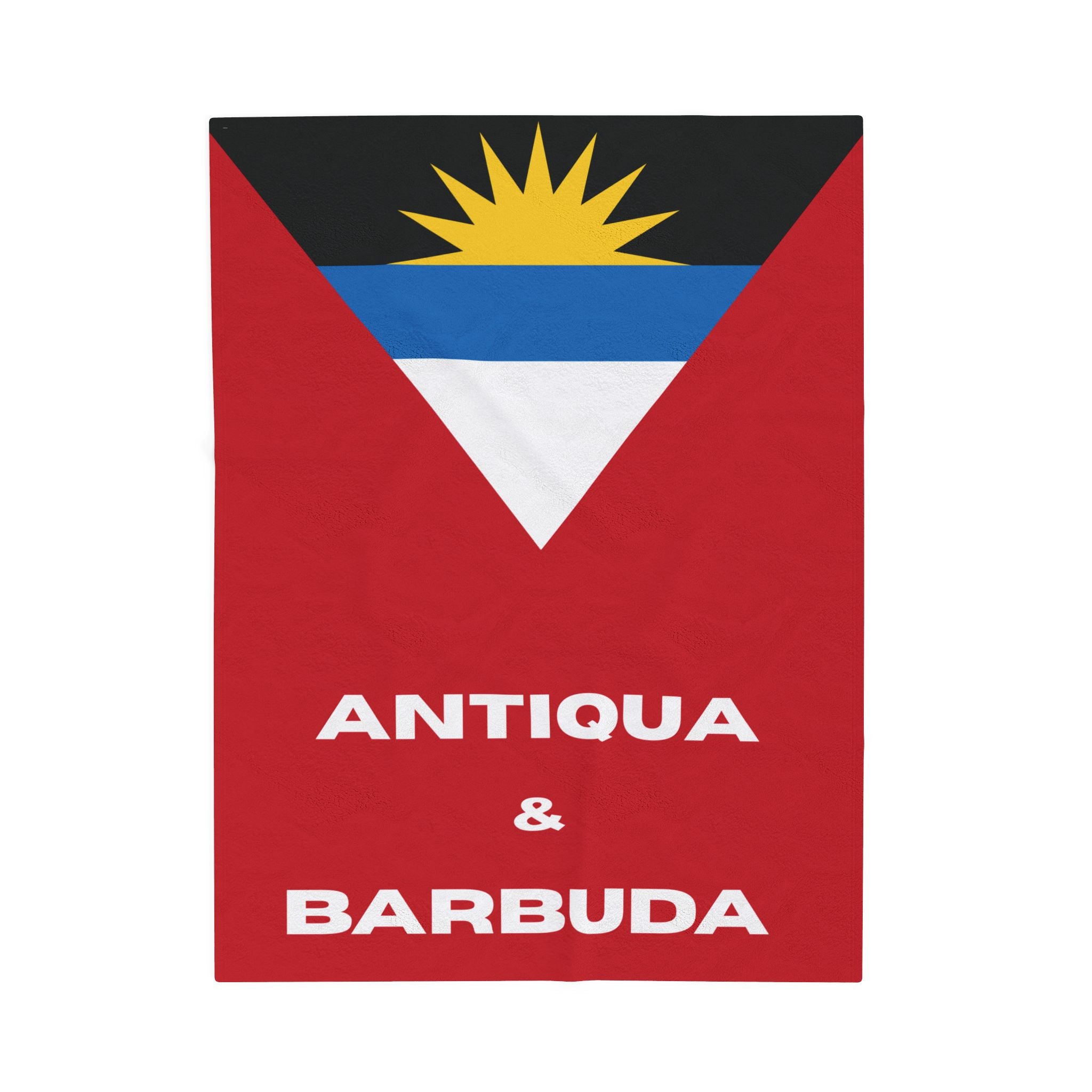 Antigua Barbuda Flag Velveteen Plush Blanket - Irie Blues Boutique
