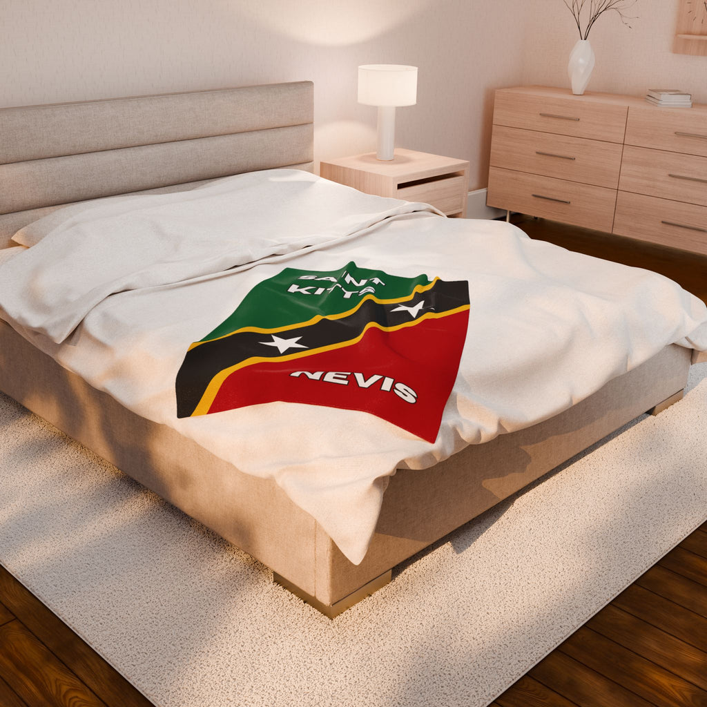 Saint Kitts & Nevis Flag Velveteen Plush Blanket - Irie Blues Boutique