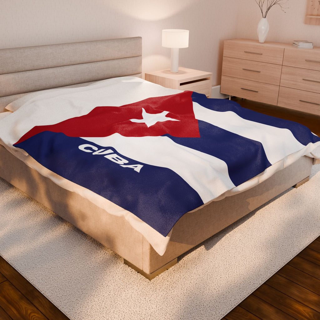 Cuba Flag Velveteen Plush Blanket - Irie Blues Boutique