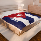 Cuba Flag Velveteen Plush Blanket - Irie Blues Boutique