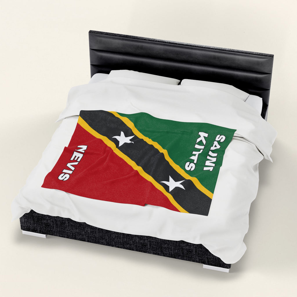 Saint Kitts & Nevis Flag Velveteen Plush Blanket - Irie Blues Boutique