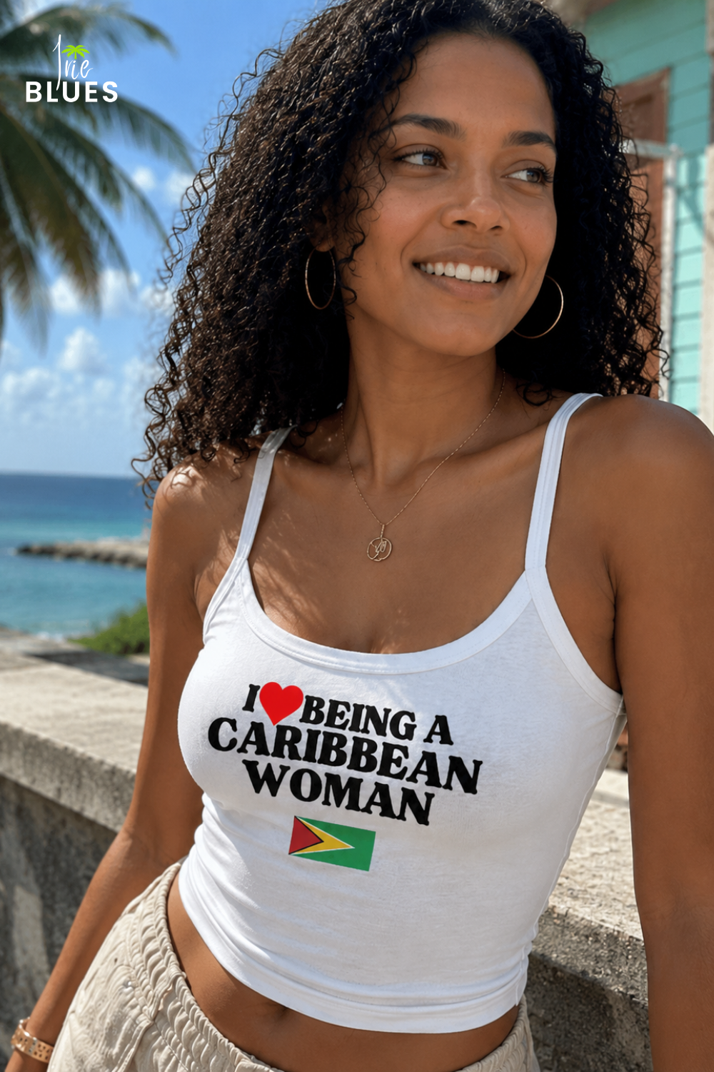 I Love Being A Caribbean Woman Pride Crop Spaghetti Strap