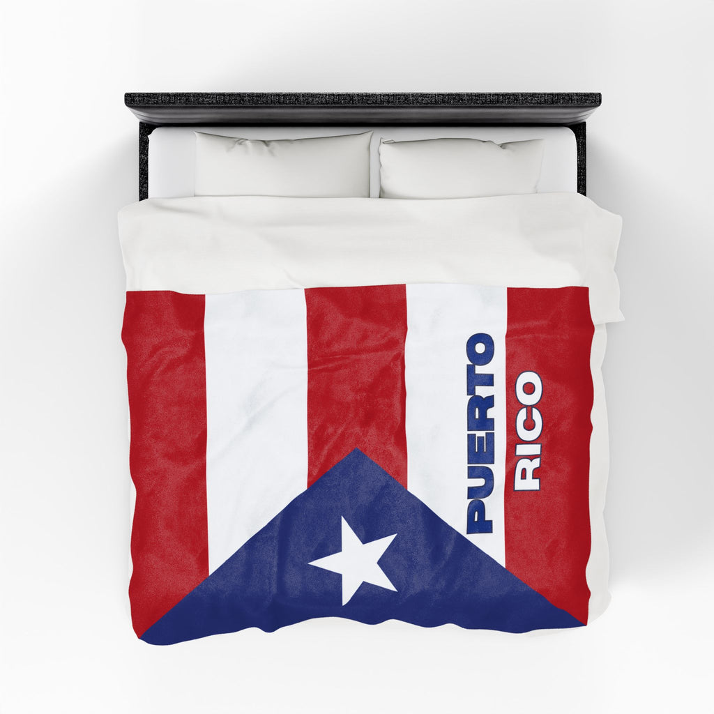 Puerto Rico Flag Velveteen Plush Blanket - Irie Blues Boutique