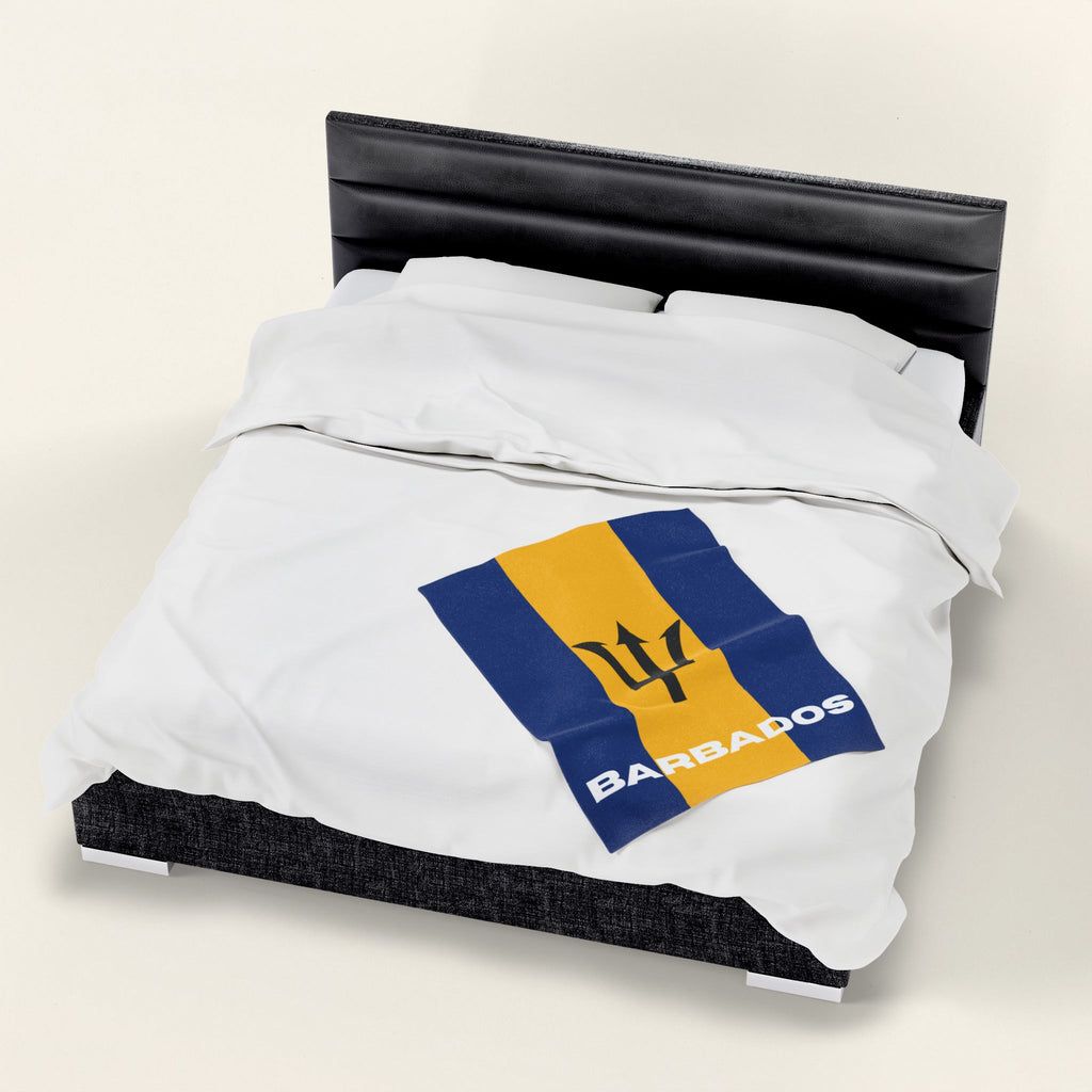 Barbados Flag Velveteen Plush Blanket