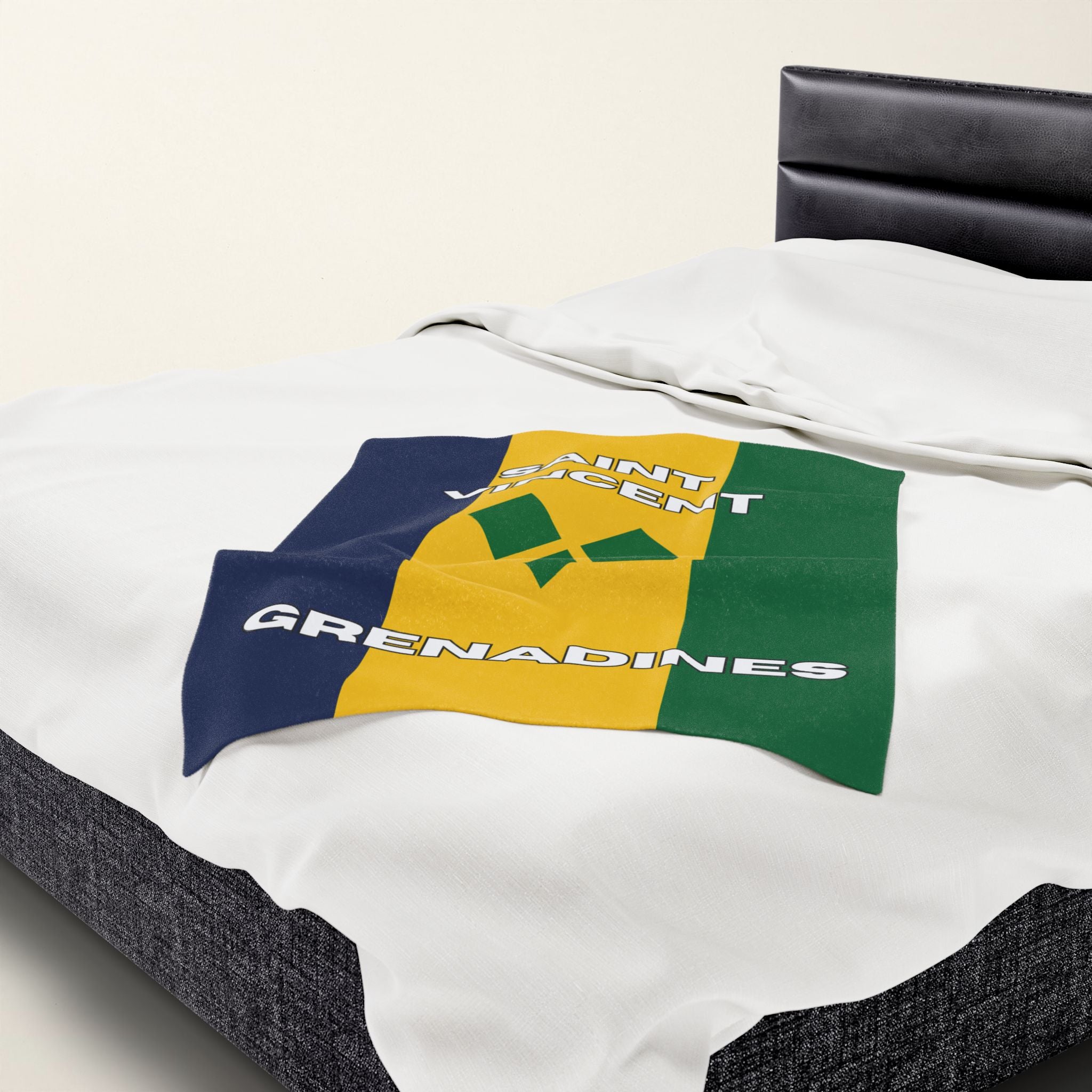 Saint Vincent & Grenadine Flag Velveteen Plush Blanket - Irie Blues Boutique