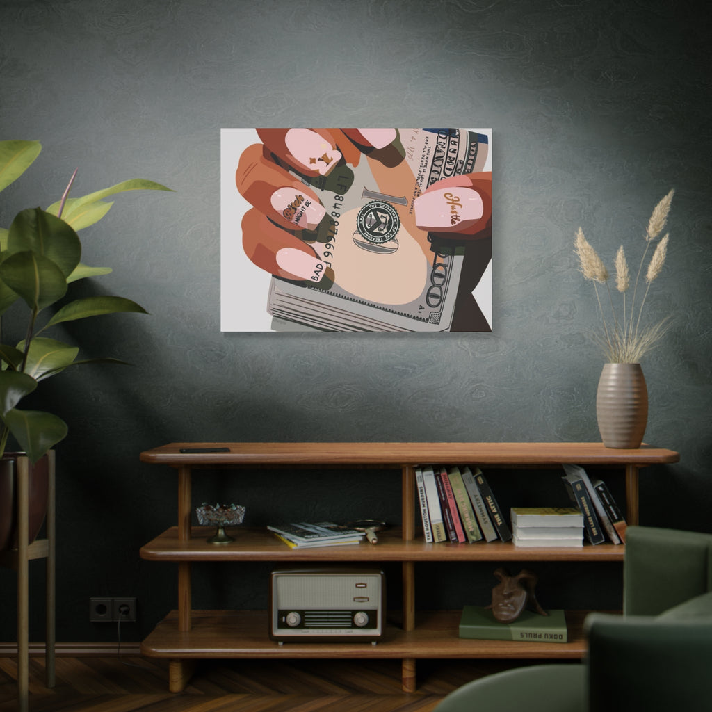 Nails & Money Chic Money Canvas Wall Art, Currency Home Decor, Motivational Wall Decor, Gift for Her, Trendy Room Decoration - Irie Blues Boutique