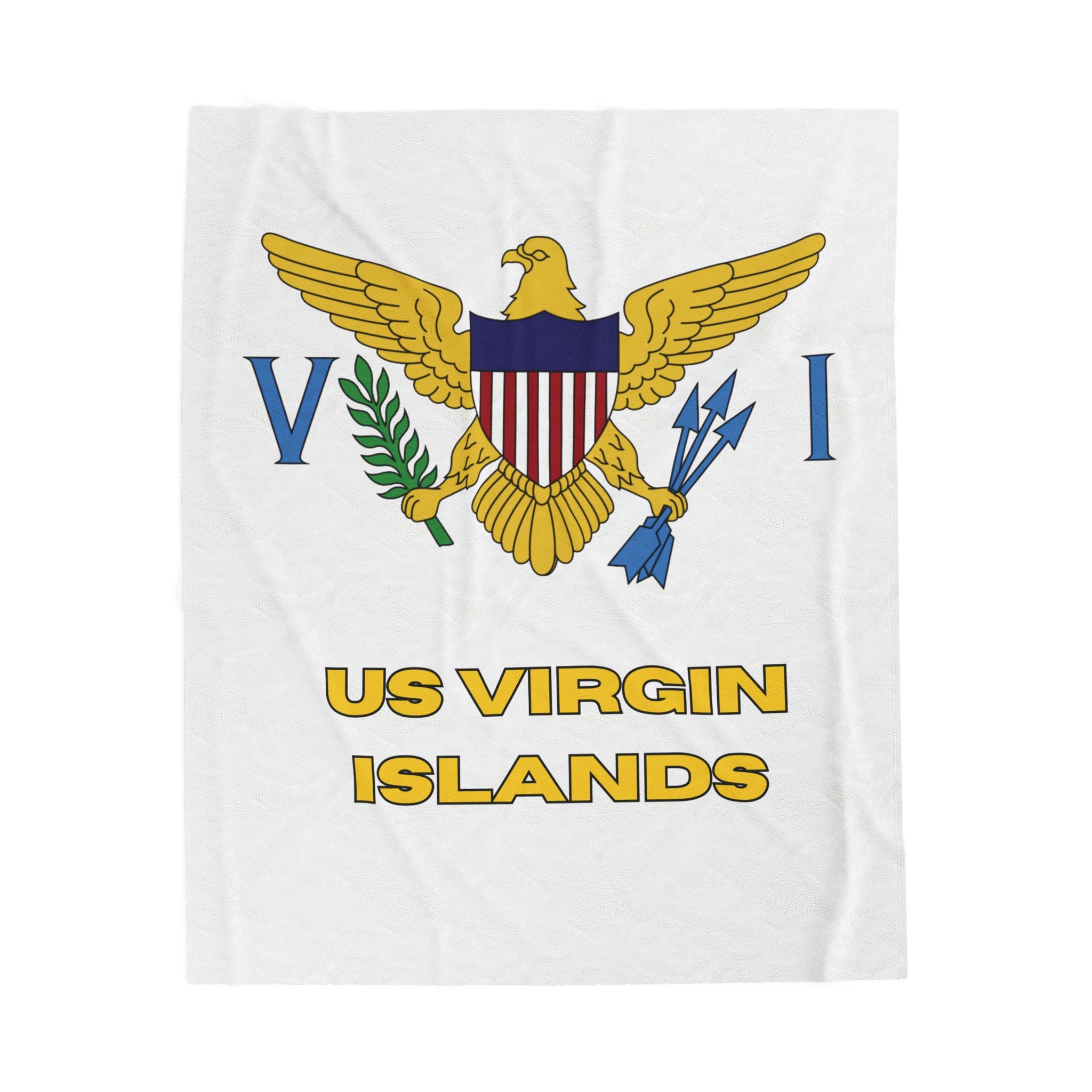 US Virgin Islands Flag Velveteen Plush Blanket - Irie Blues Boutique