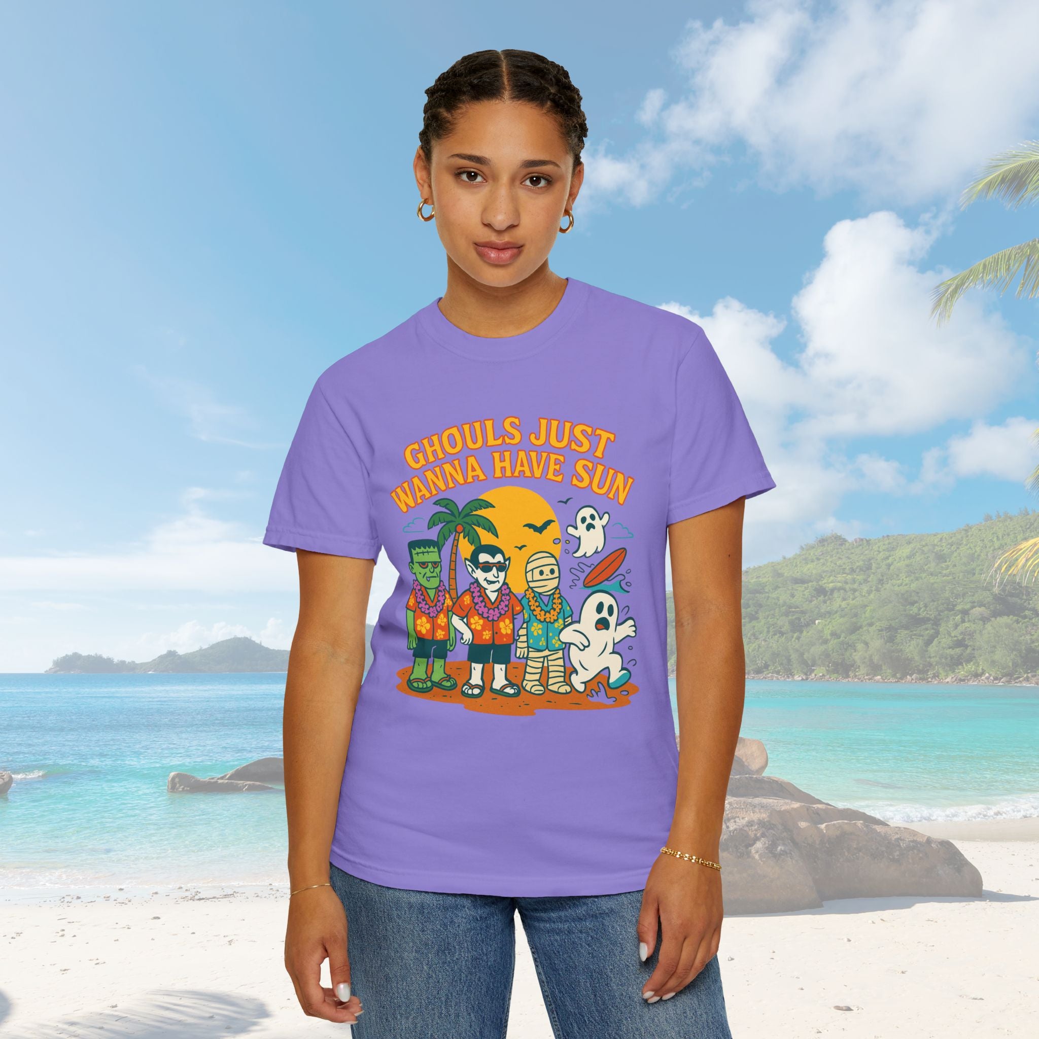 Halloween Beach Party T-Shirt, Fun Graphic Tee, Ghouls Just Wanna Have Sun Shirt, Unisex Casual Tee, Summer Vibes Shirt - Irie Blues Boutique