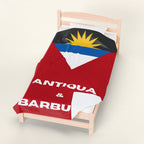 Antigua Barbuda Flag Velveteen Plush Blanket - Irie Blues Boutique