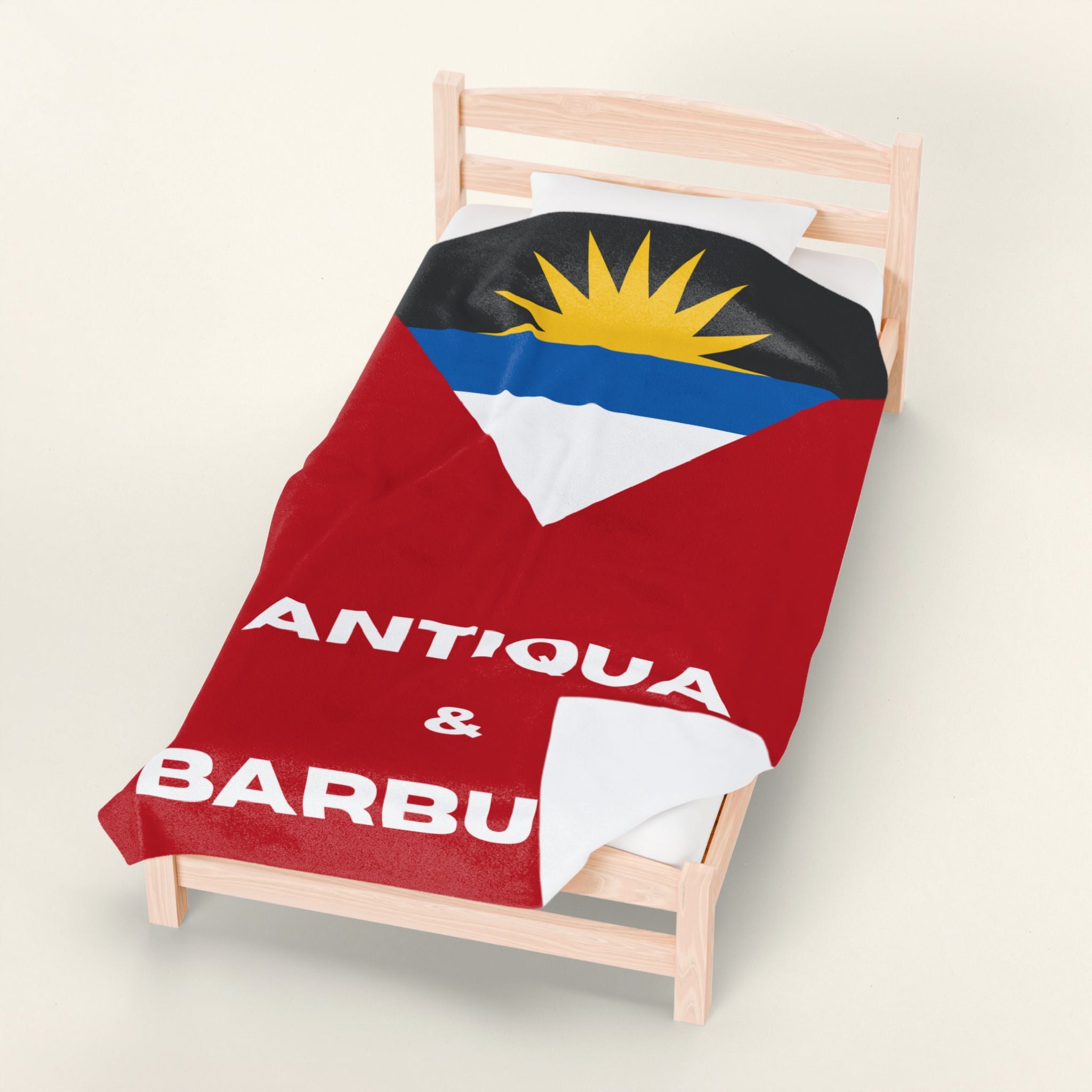 Antigua Barbuda Flag Velveteen Plush Blanket - Irie Blues Boutique