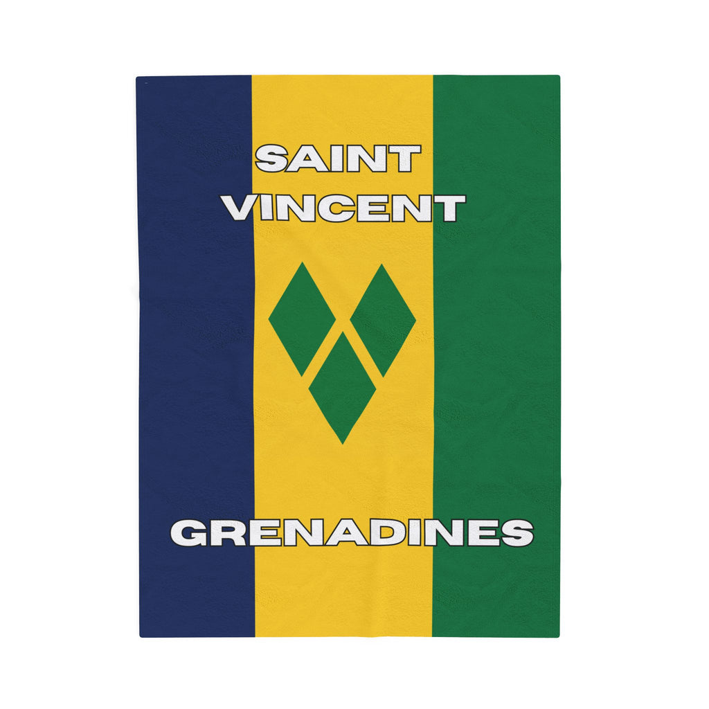 Saint Vincent & Grenadine Flag Velveteen Plush Blanket - Irie Blues Boutique