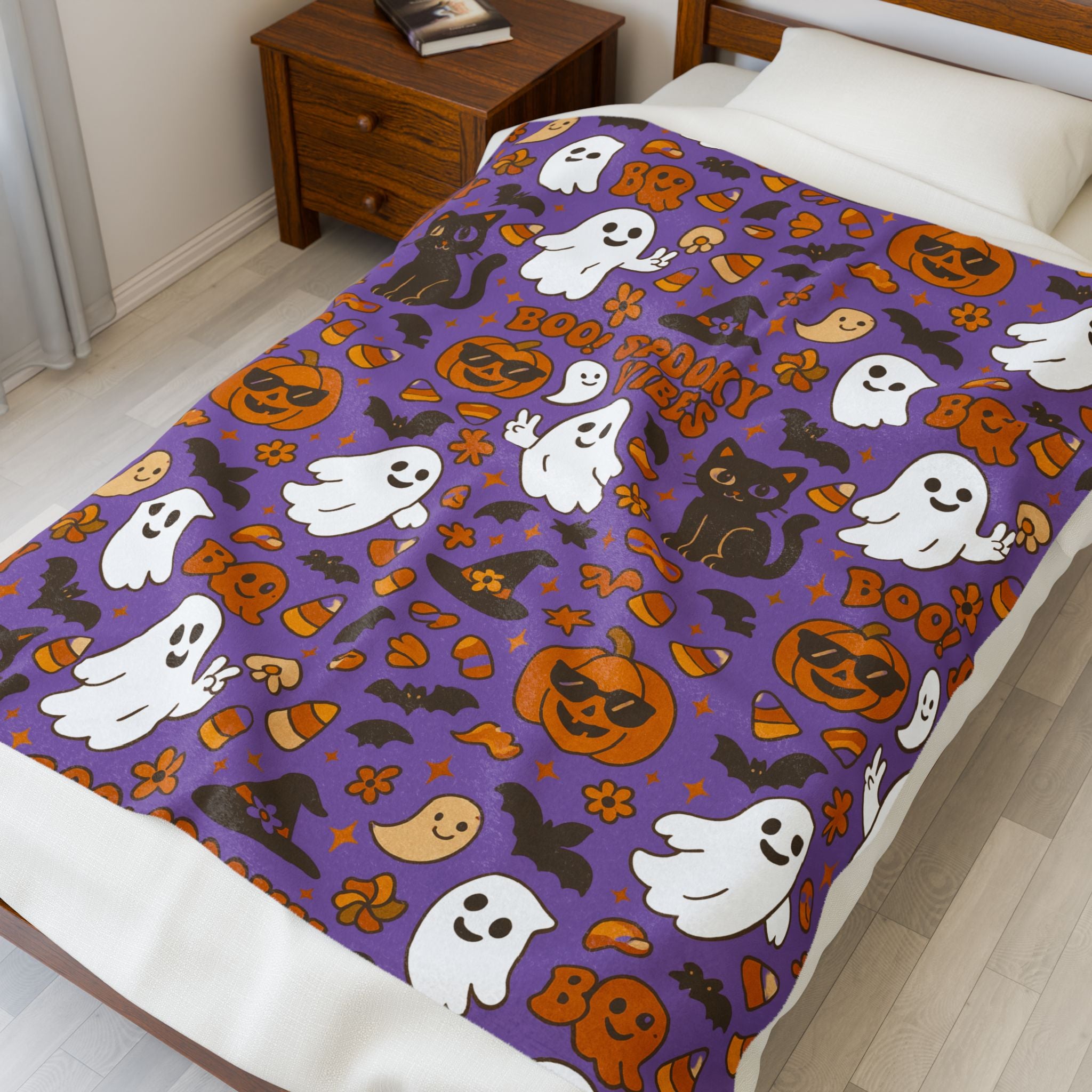 Spooky Vibes Velveteen Plush Blanket