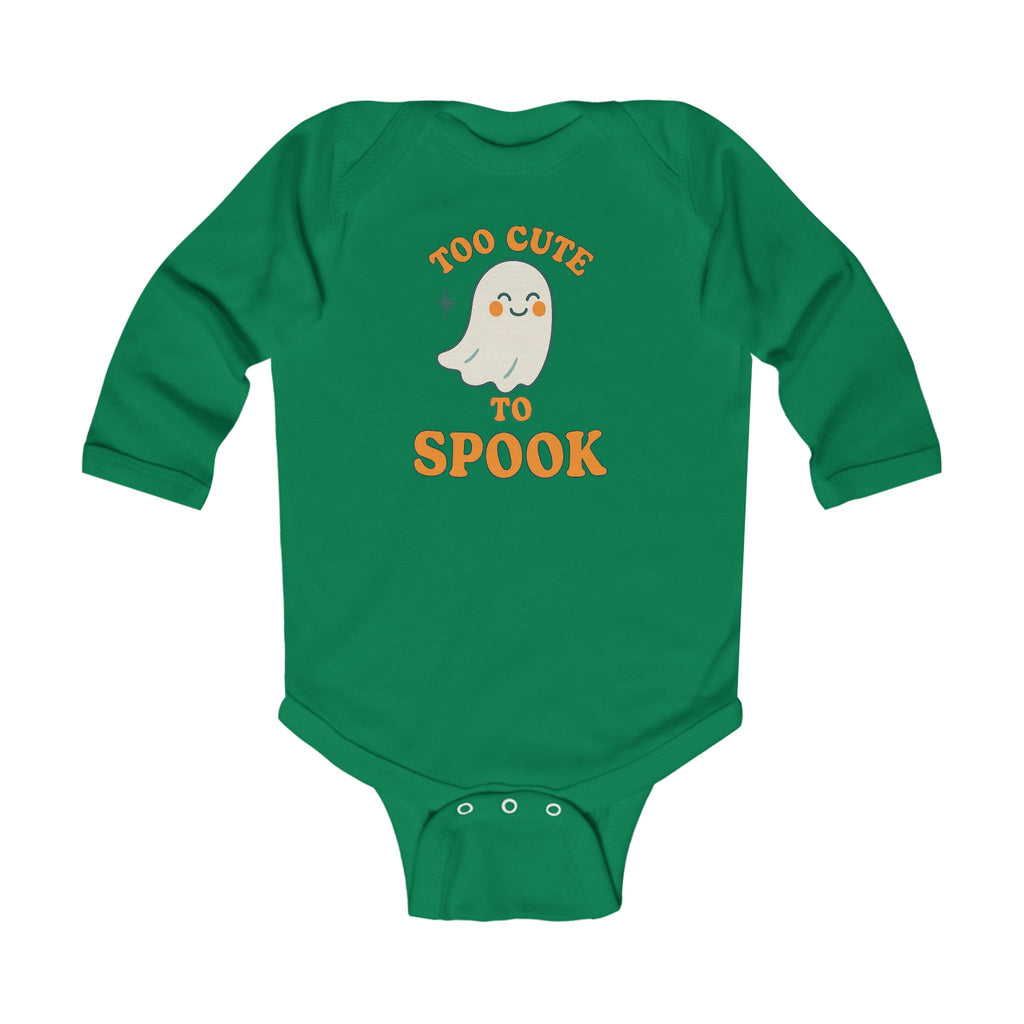 Too Cute To Spook Halloween Infant Long Sleeve Onesie, Baby Costume Clothes, Cute Ghost Bodysuit, Holiday Outfit, Unique Baby Gift - Irie Blues Boutique