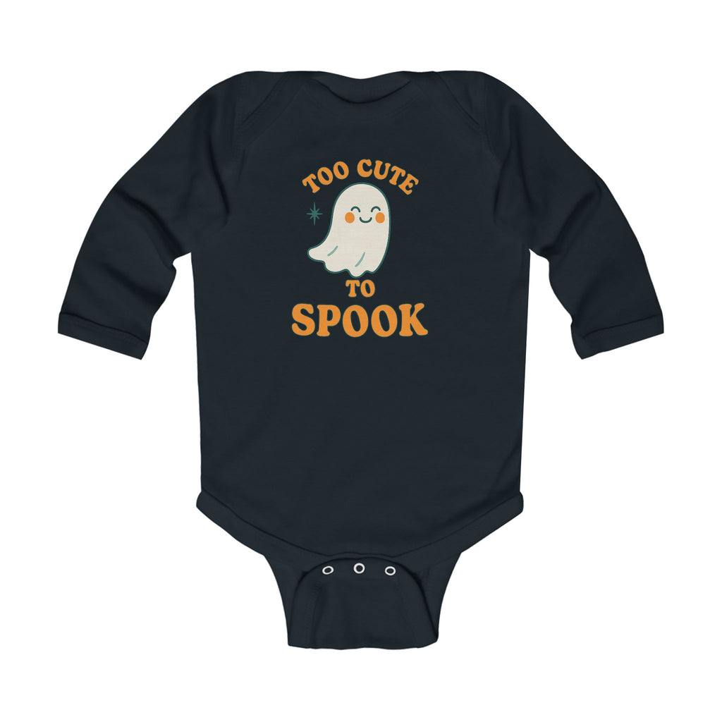 Too Cute To Spook Halloween Infant Long Sleeve Onesie, Baby Costume Clothes, Cute Ghost Bodysuit, Holiday Outfit, Unique Baby Gift - Irie Blues Boutique
