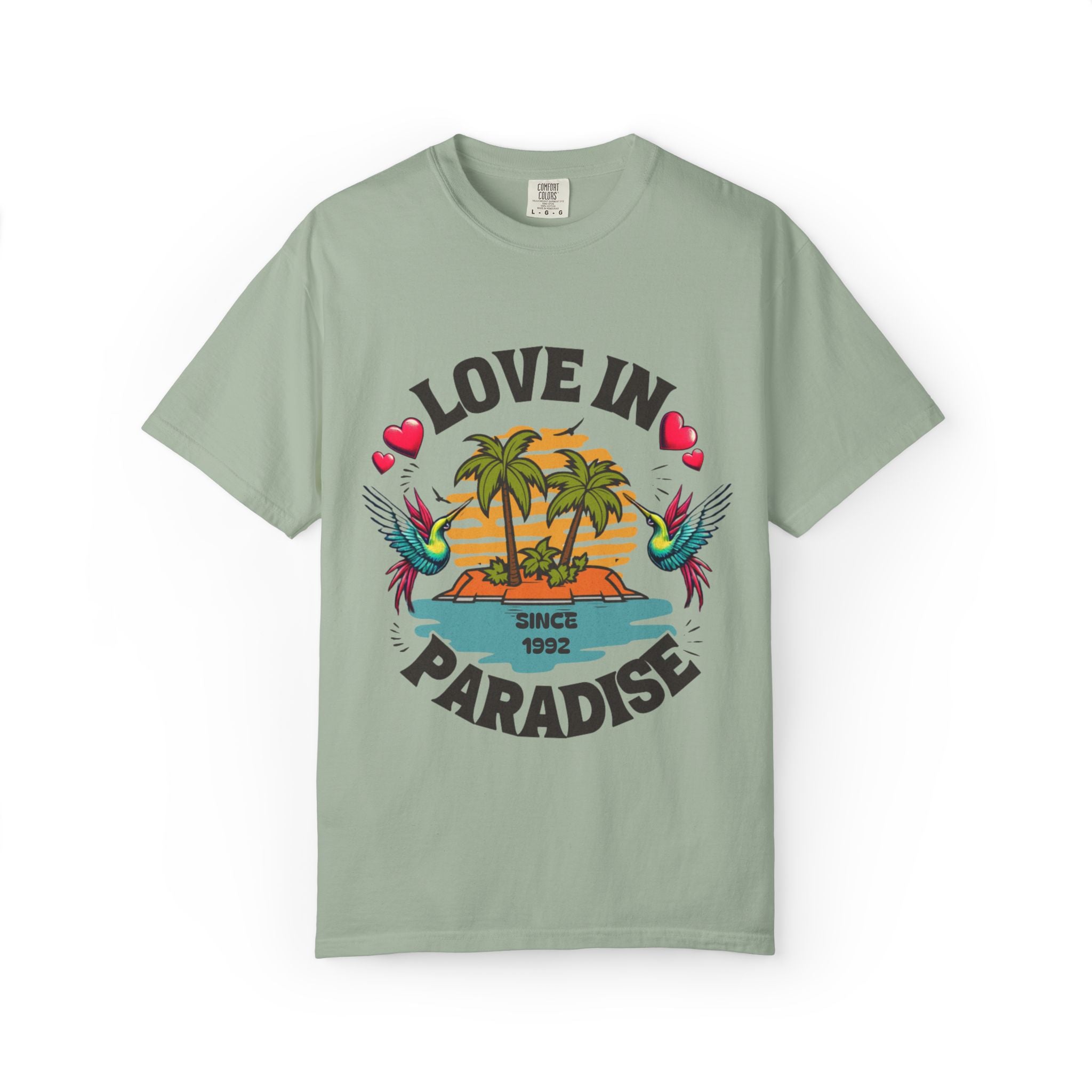 Love In Paradise Couples Personalized Date T-Shirt
