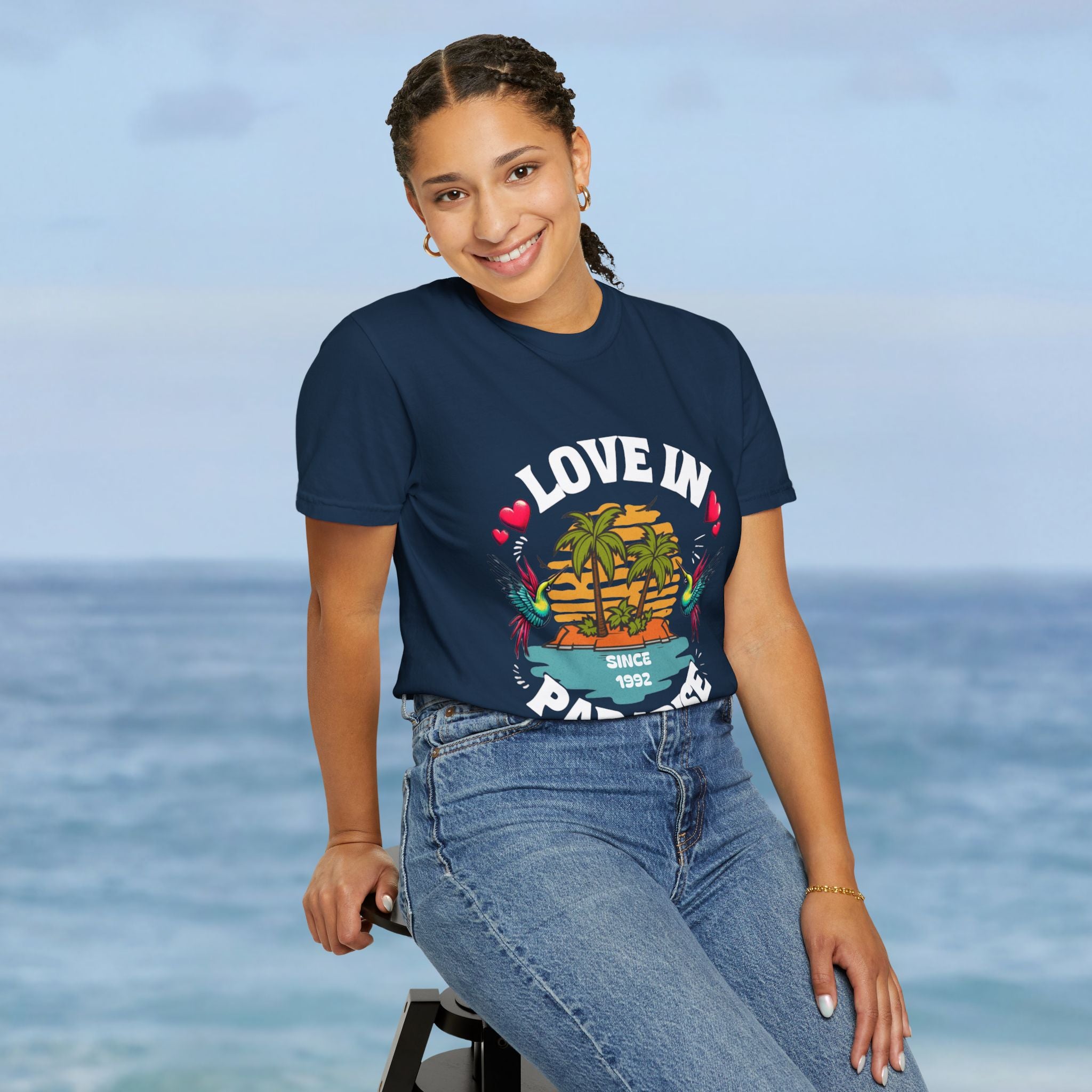 Love In Paradise Couples Personalized Date T-Shirt
