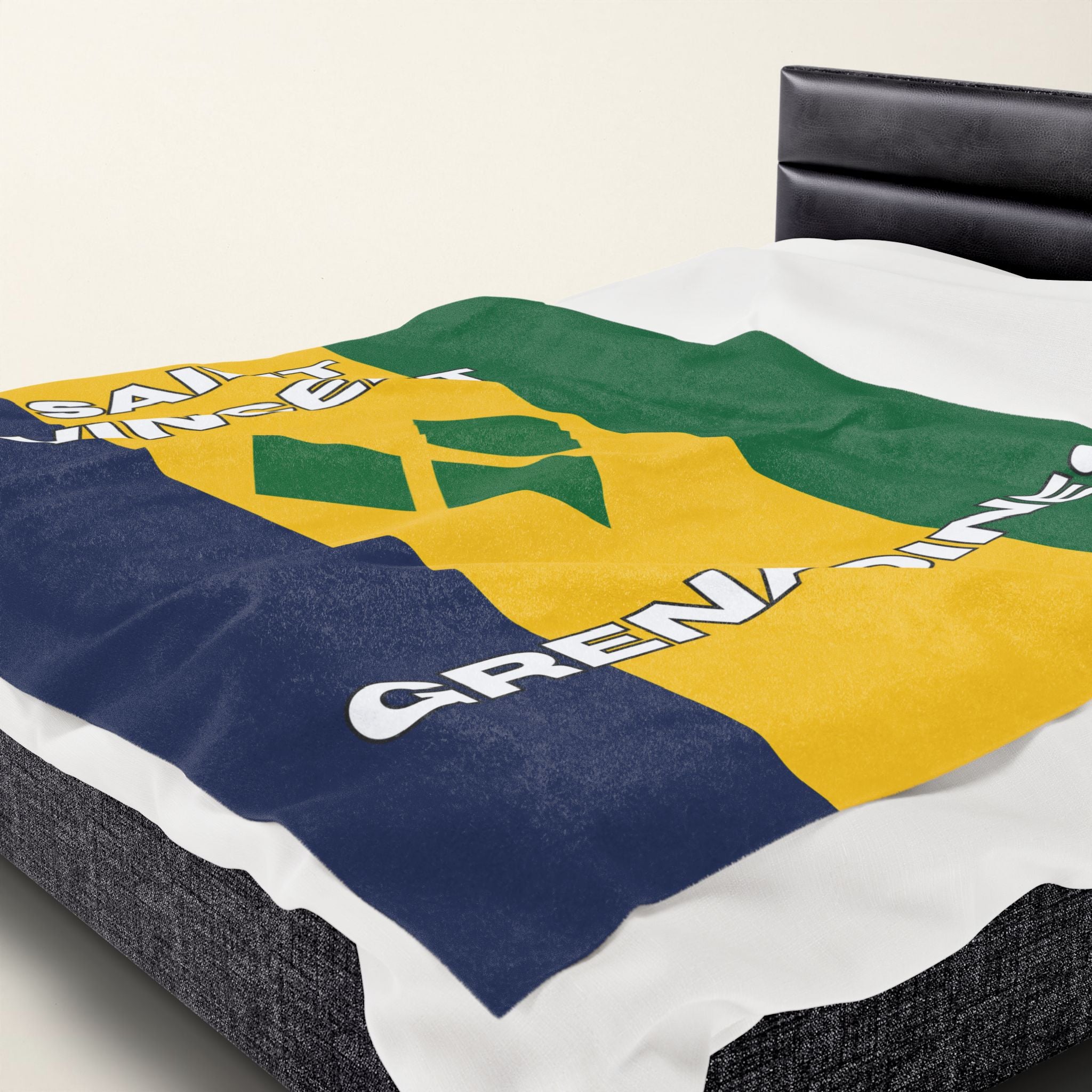 Saint Vincent & Grenadine Flag Velveteen Plush Blanket - Irie Blues Boutique
