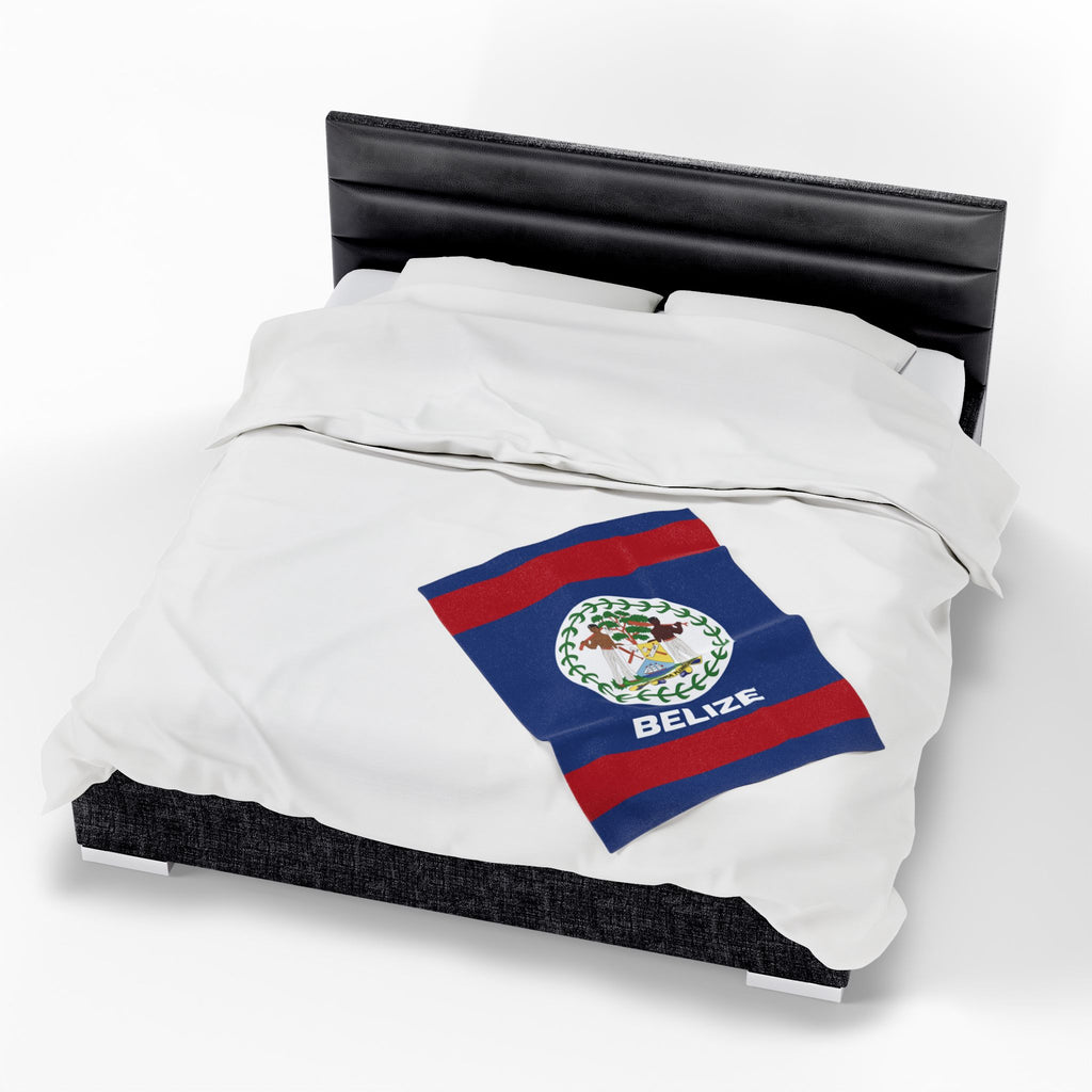 Belize Flag Velveteen Plush Blanket - Irie Blues Boutique