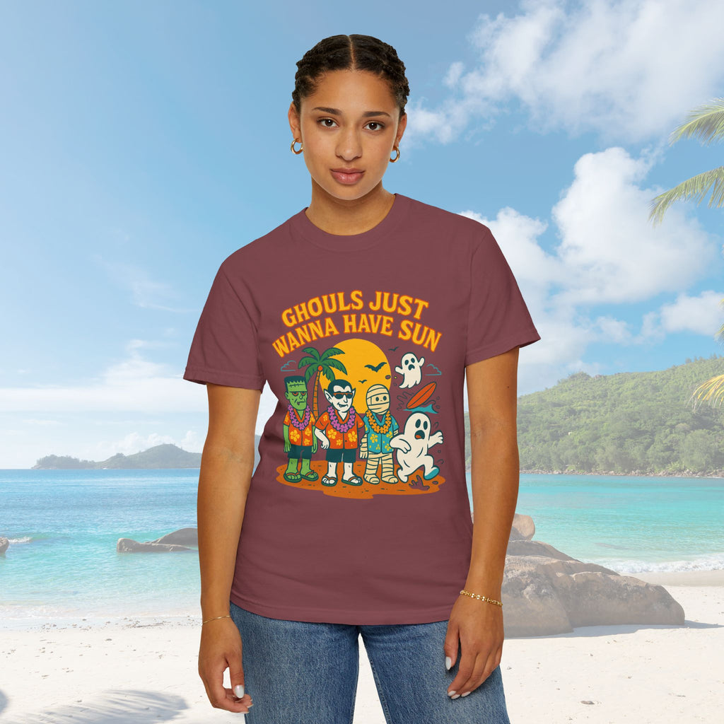 Halloween Beach Party T-Shirt, Fun Graphic Tee, Ghouls Just Wanna Have Sun Shirt, Unisex Casual Tee, Summer Vibes Shirt - Irie Blues Boutique