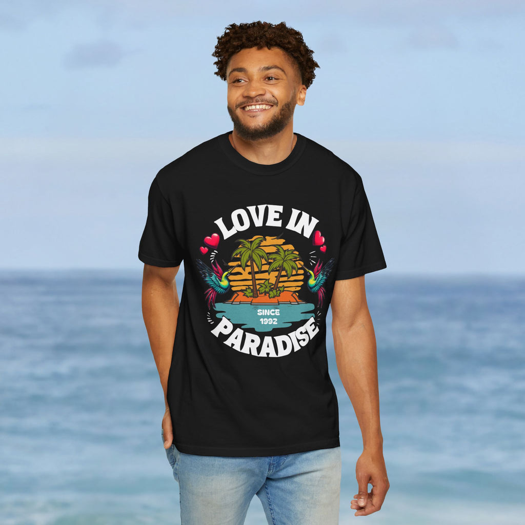 Love In Paradise Couples Personalized Date T-Shirt
