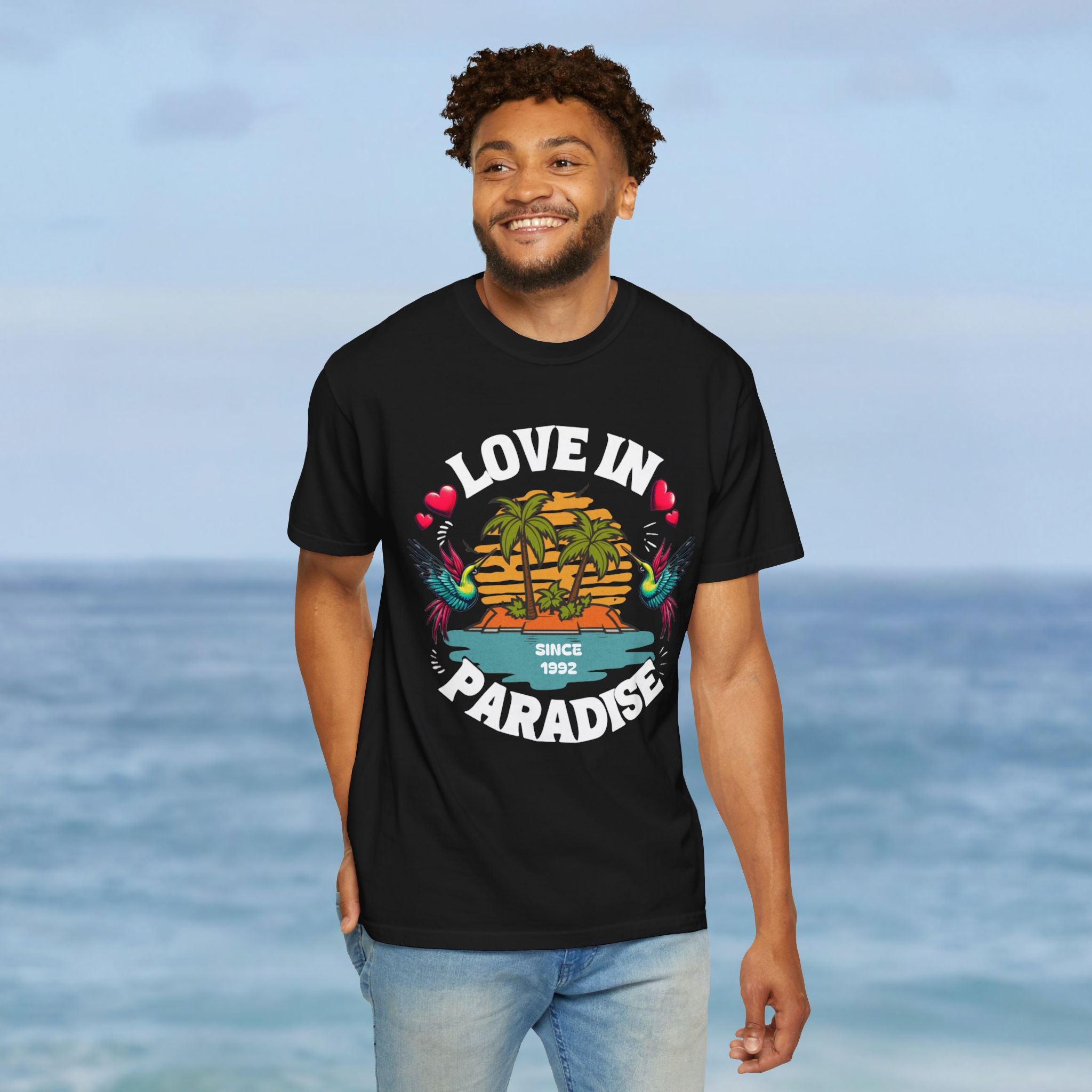 Love In Paradise Couples Personalized Date T-Shirt